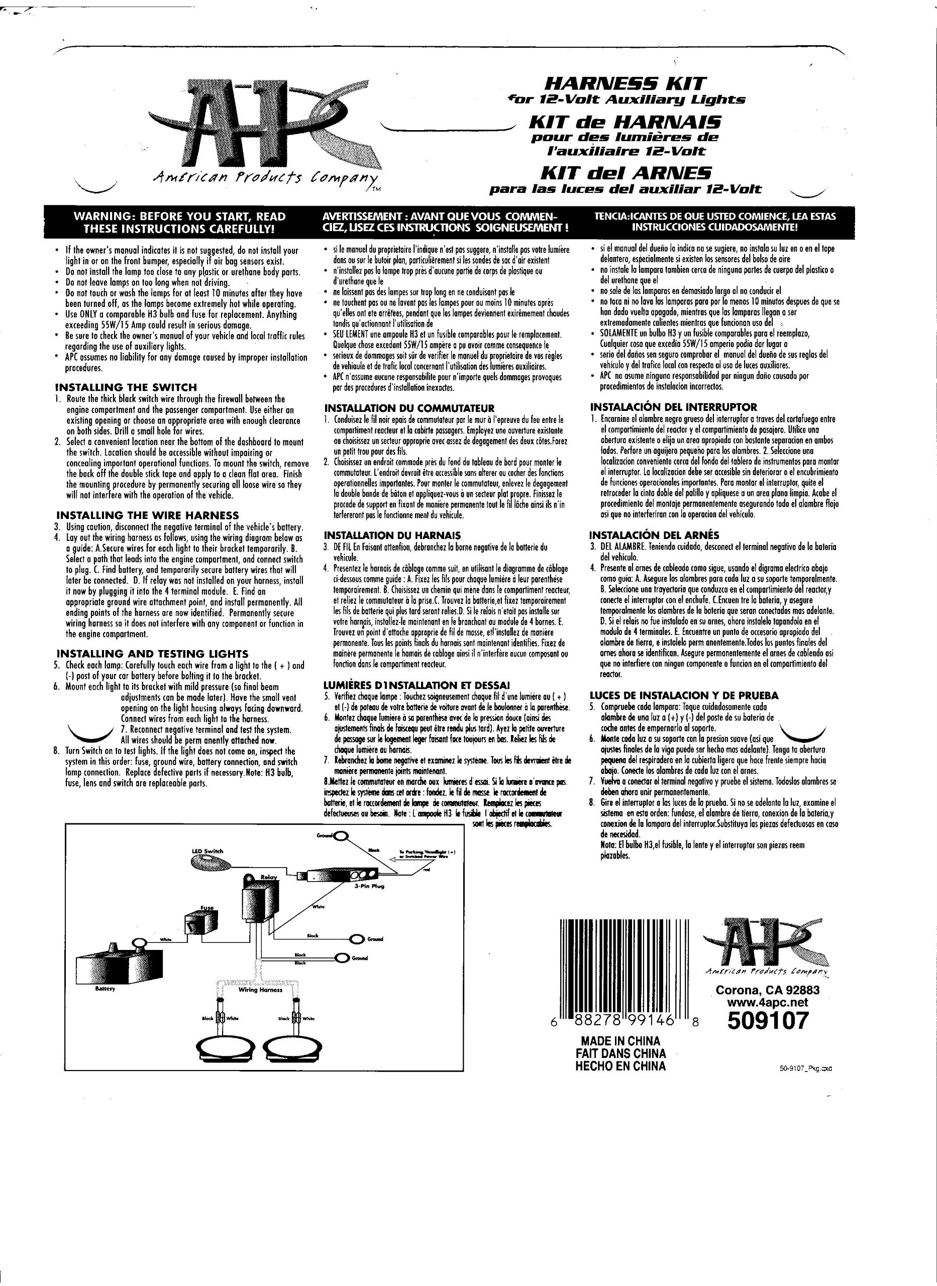 2007-2009 Suzuki XL7 Xenon Halogen Fog Lights & Driving Lights Kit - Replacement for Foggy Weather & Night Driving Safety