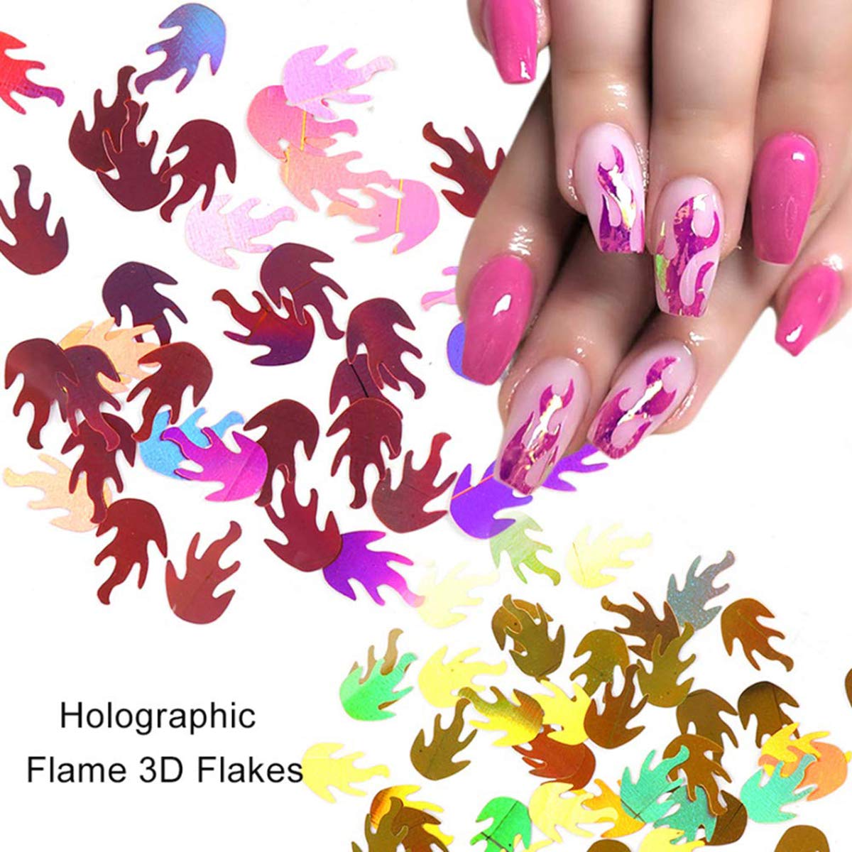 12 Colors 3D Flame Nail Glitter Sequins for Nail Art - Party & Salon Use