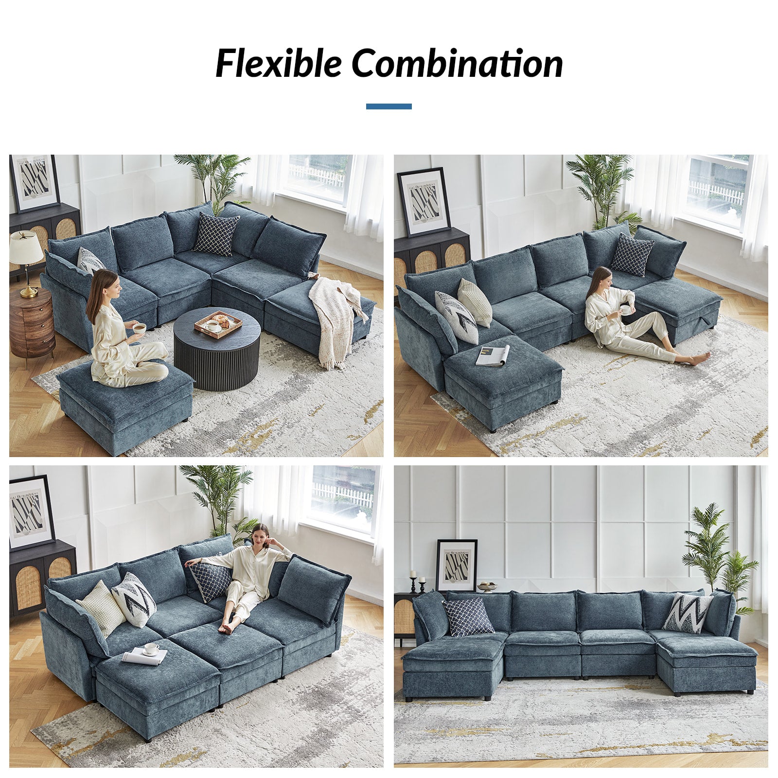 Harmetrix Oversized Soft Sectional Couch with Storage | Modern L-Shaped Sofa Bed with Hidden Compartment | Perfect for Living Room, Family Room & Small Spaces