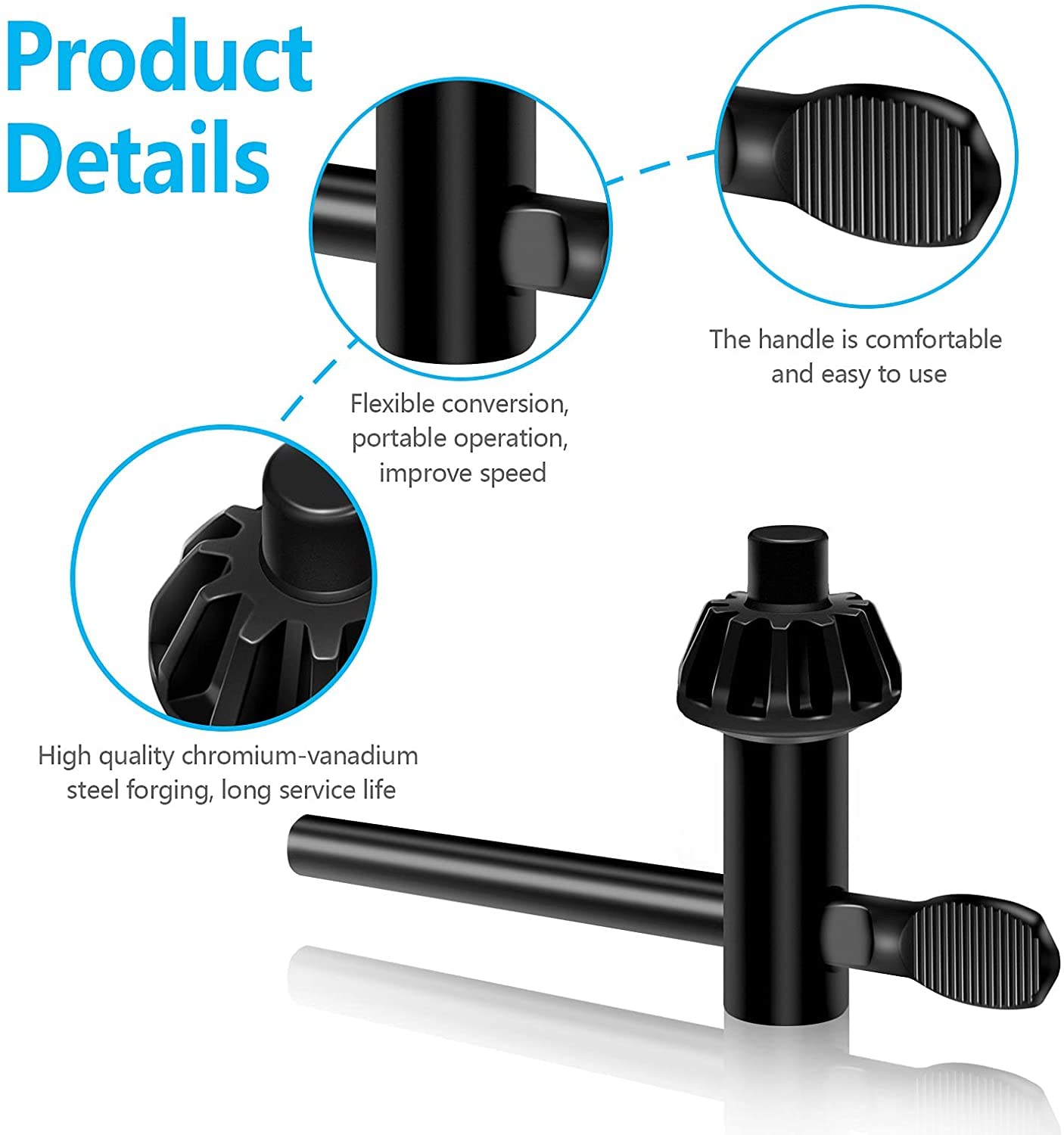 Utoolmart 9mm Pilot 11 Teeth Chuck Key for 5-20mm Drill Chuck - 2PCS Black - Perfect for Power Drills & Workshop Tools