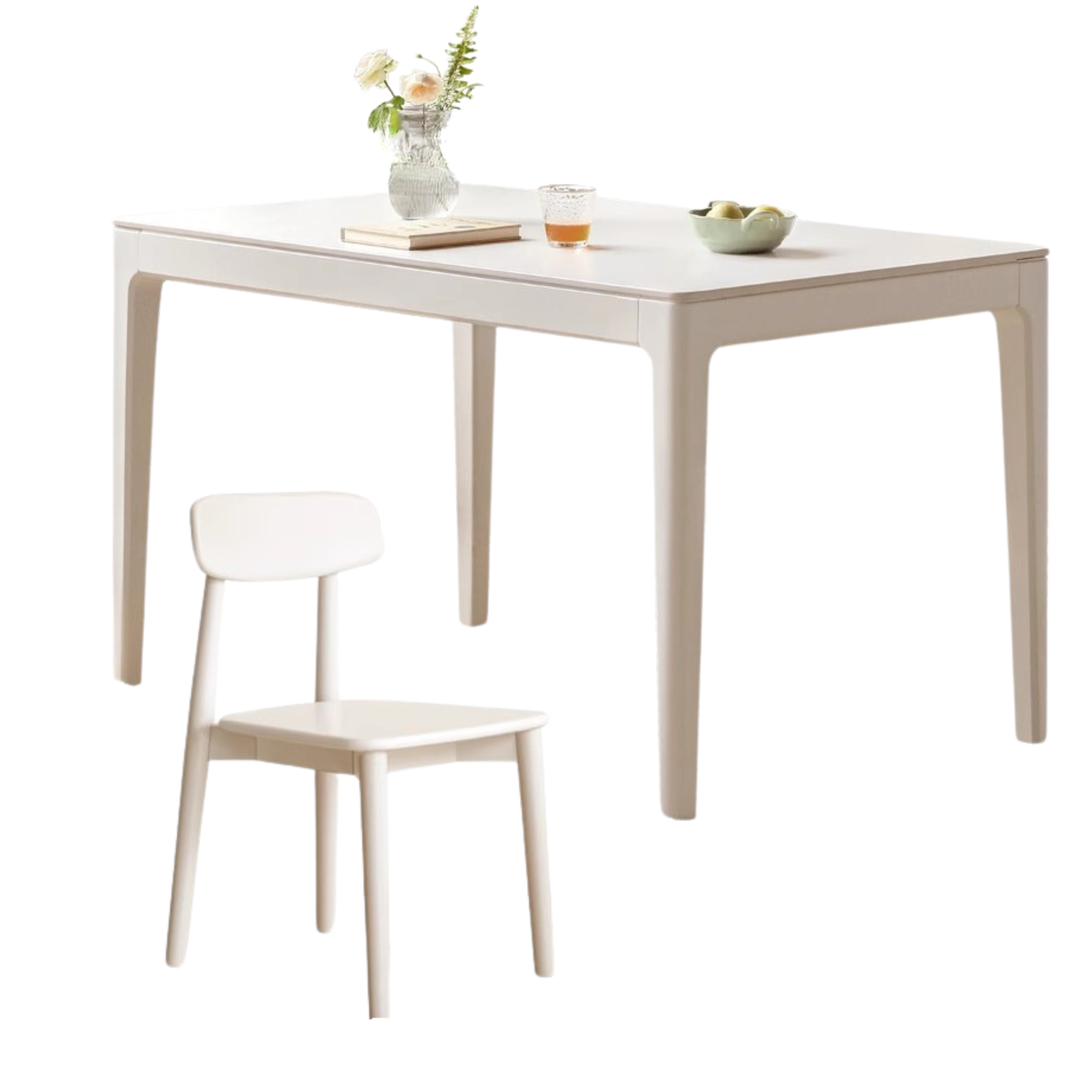 51.2x31.4x29.5 inch / 130x80x75cm / white color / Slate Dining Table + 4 chairs
