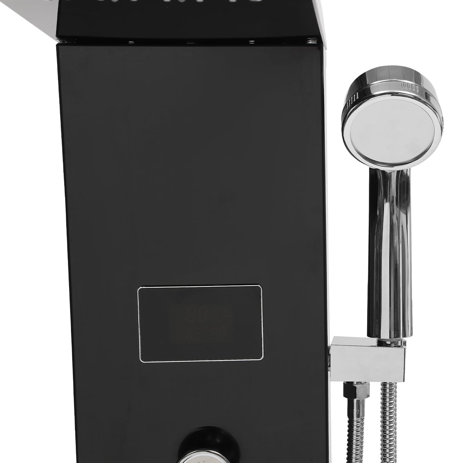 Premium Stainless Steel 6-Function Shower Panel Tower System with LED Rainfall Shower Head, Hydroelectric Display & Massage Jets - Spa-Like Bathroom Upgrade for Relaxing Rain Shower Experience