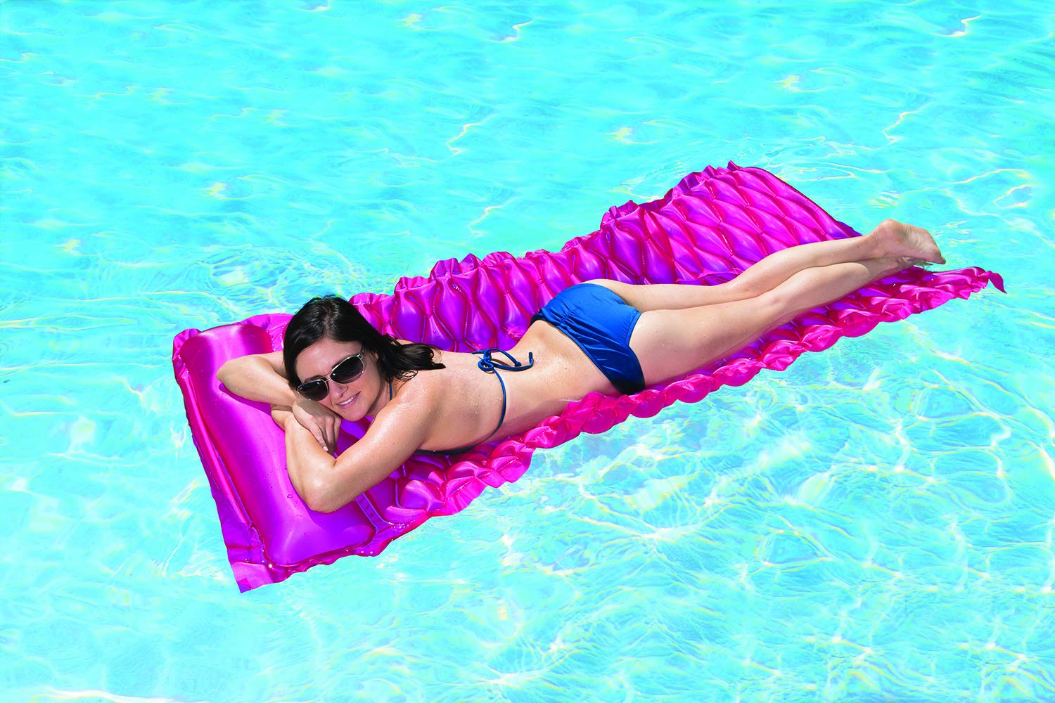Poolmaster Roll 'N Go Swimming Pool Mattress Float - Large Pink Inflatable Pool Lounge for Adults & Kids - Perfect for Relaxing, Sunbathing & Pool Parties