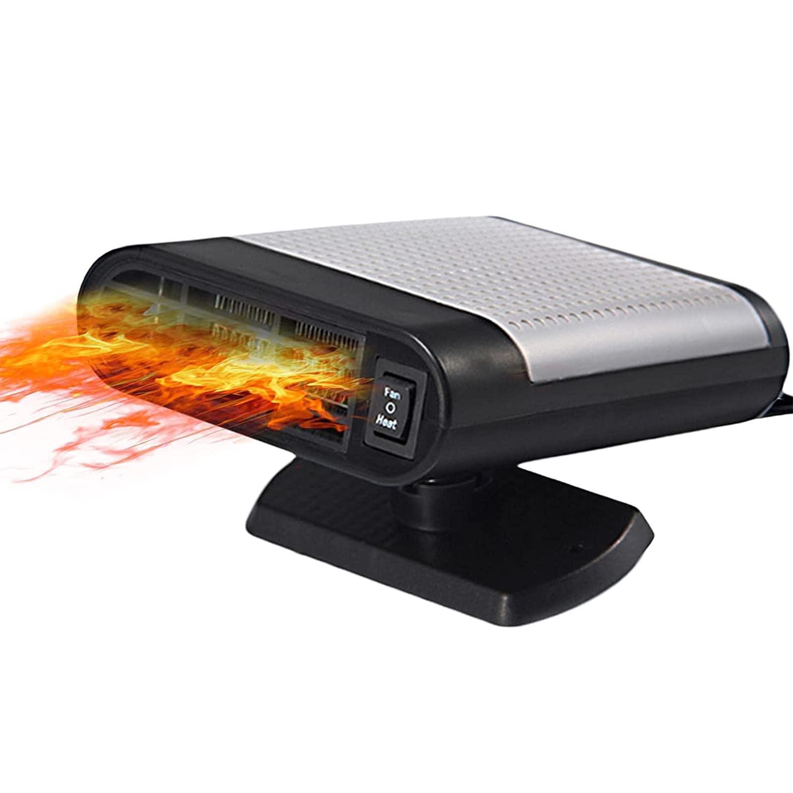 12V Portable Car Heater & Defroster - Fast Windshield Defogger & Demister with Heating/Cooling Fan - Cigarette Lighter Plug-in Auto Heater for Winter Camping & Road Trips (Gray)