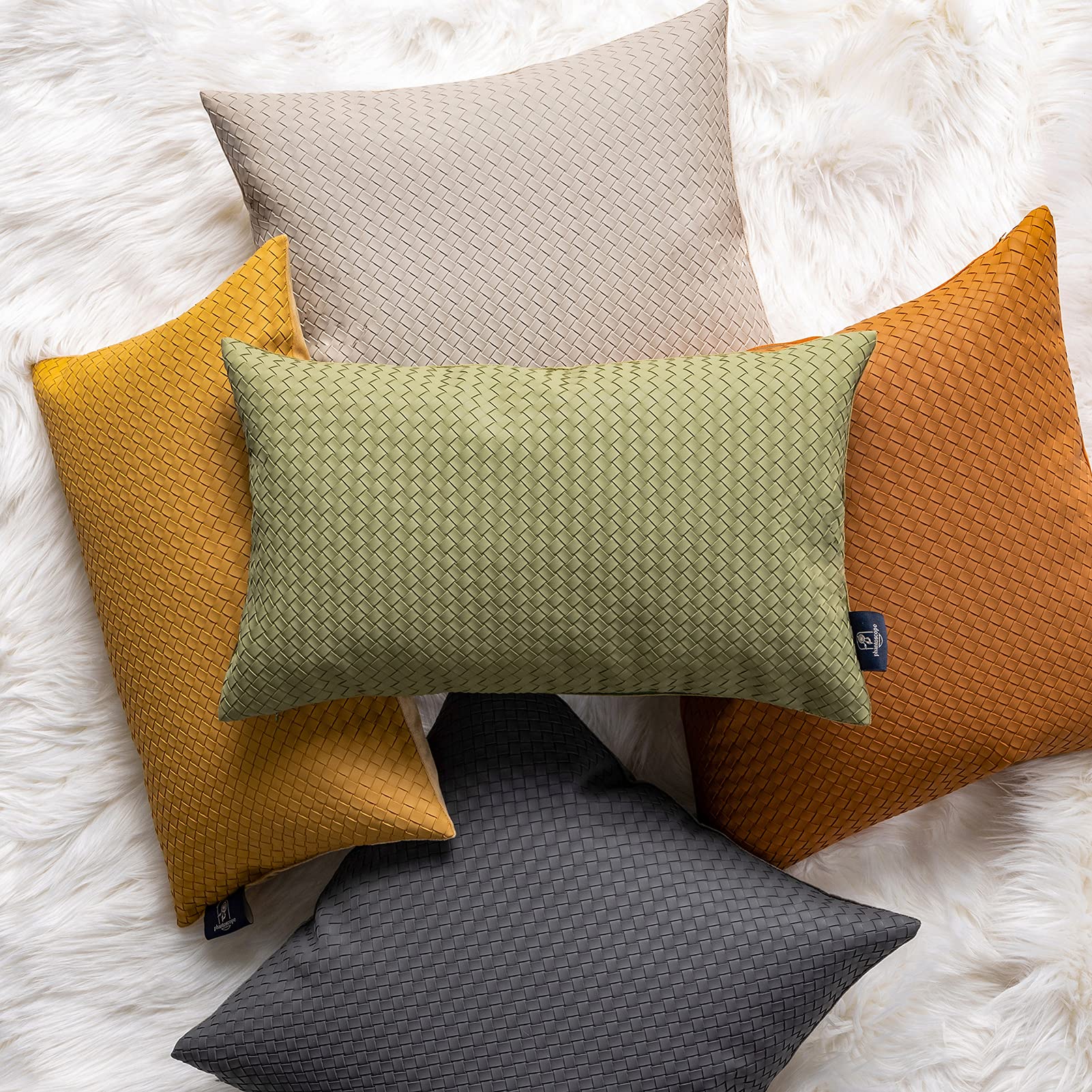 Faux Leather Pillow Covers Pack of 2 - Grey 12x20