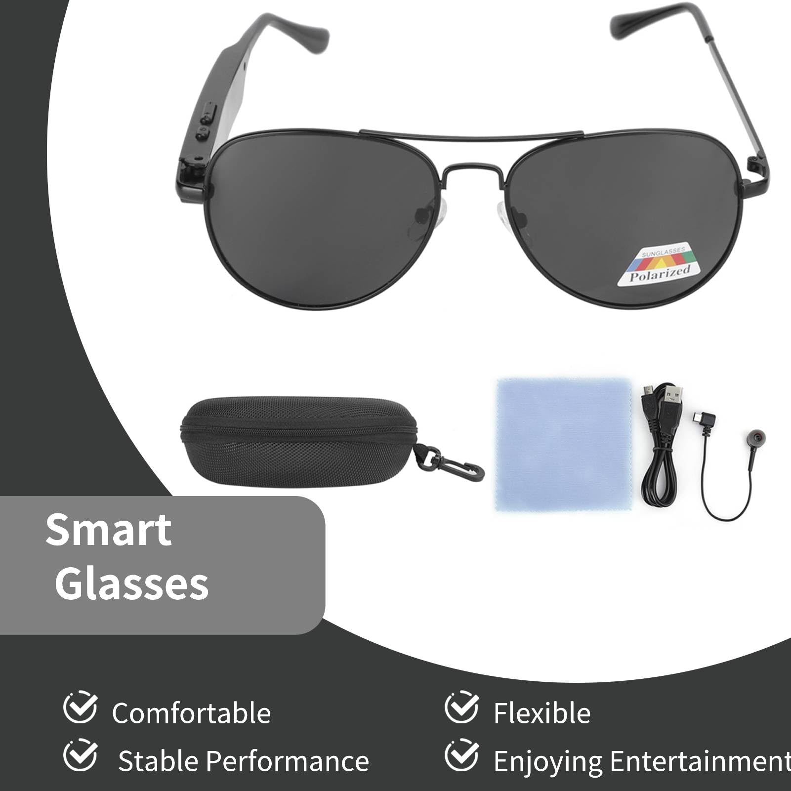 Bluetooth Smart Glasses with Polarized Lenses - Wireless Audio Sunglasses for Men & Women - Perfect for Running, Cycling, Hiking & Outdoor Activities