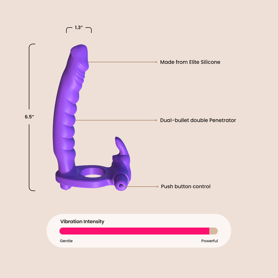 Fantasy C Ringz Silicone Double Penetrator Rabbit Vibrator with 2 Removable Bullets - Dual Stimulation for Couples & Solo Play, Waterproof & Rechargeable Adult Toy for Enhanced Pleasure