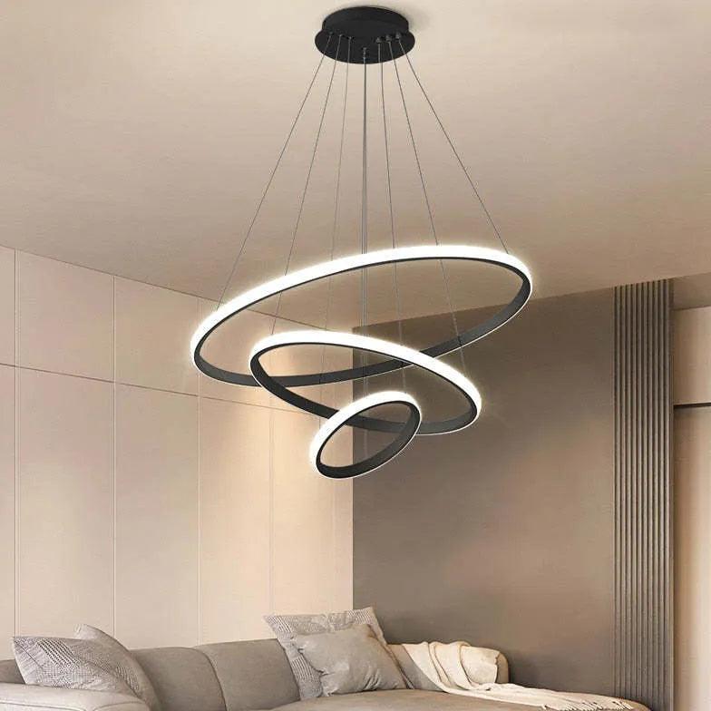 Modern Ring Shaped LED Pendant Light - Sleek Contemporary Ceiling Lighting for Dining Room, Kitchen, or Bedroom Decor