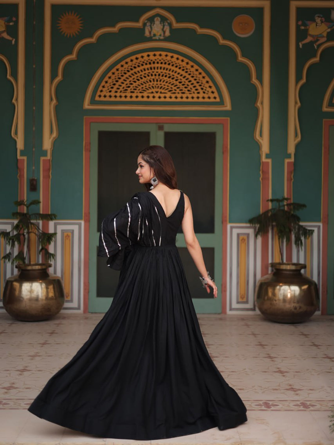 Black Navratri Special Heavy Embroidered Ready-Made Gown for Women - Perfect for Festivals, Weddings & Special Occasions