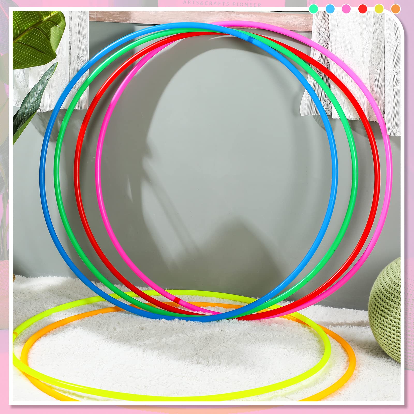 Kathfly Plastic Hula Hoops for Kids & Adults - Bulk Exercise Hoops for PE, Sports, Playground, Fitness, Gymnastics & Party Games - Perfect for School Activities, Outdoor Play & Family Fun
