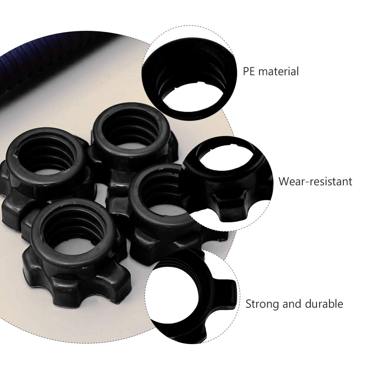 VOSAREA 4-Piece Dumbbell Bar Nut Set - Spin Screw Clamp for Weightlifting & Strength Training - Gym Equipment Accessories for Home & Commercial Use