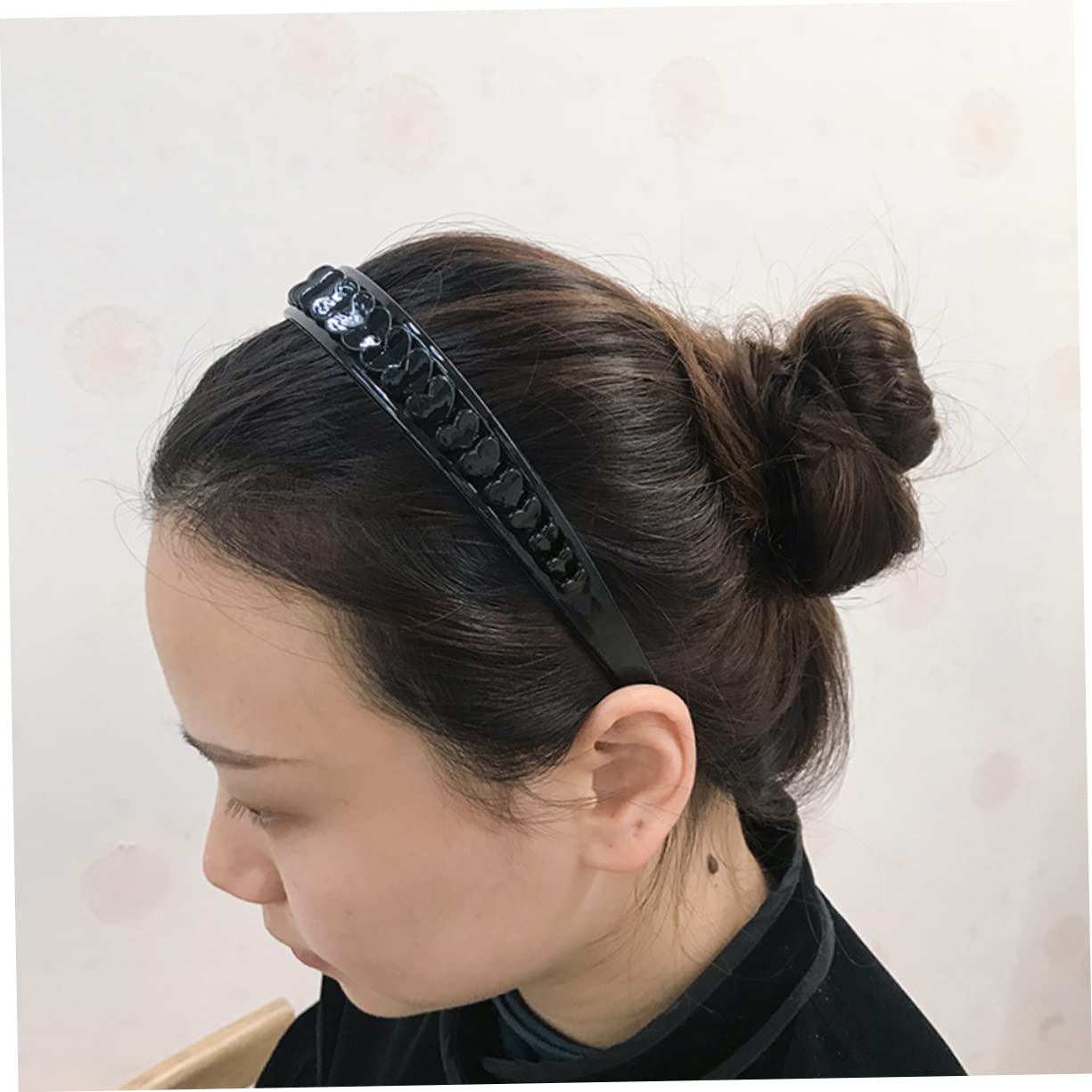 STAHAD 8-Pack Women's Fashion Headbands - Wide Hair Hoops with Hard Teeth, Stylish Hollow Heart Design for Makeup, Washing & Daily Use - Black Creative Hair Accessories for Women