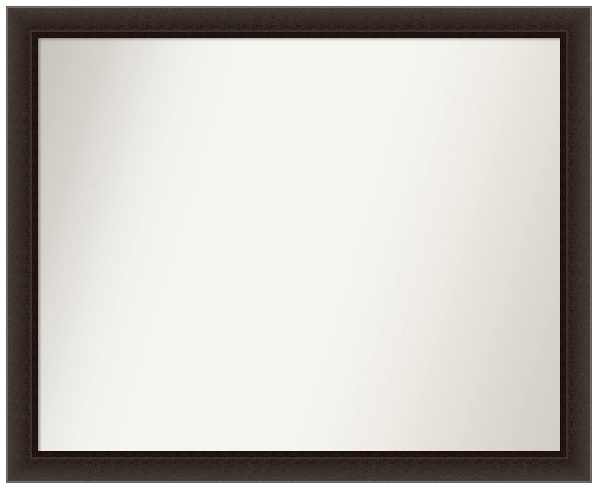 Amanti Art Non-Beveled Custom Wall Mirror 30.5x37.5 Inches - Romano Espresso Narrow Frame - Bathroom & Living Room Decor - Various Sizes Available - Elegant Brown Wooden Frame Mirror for Home Decor