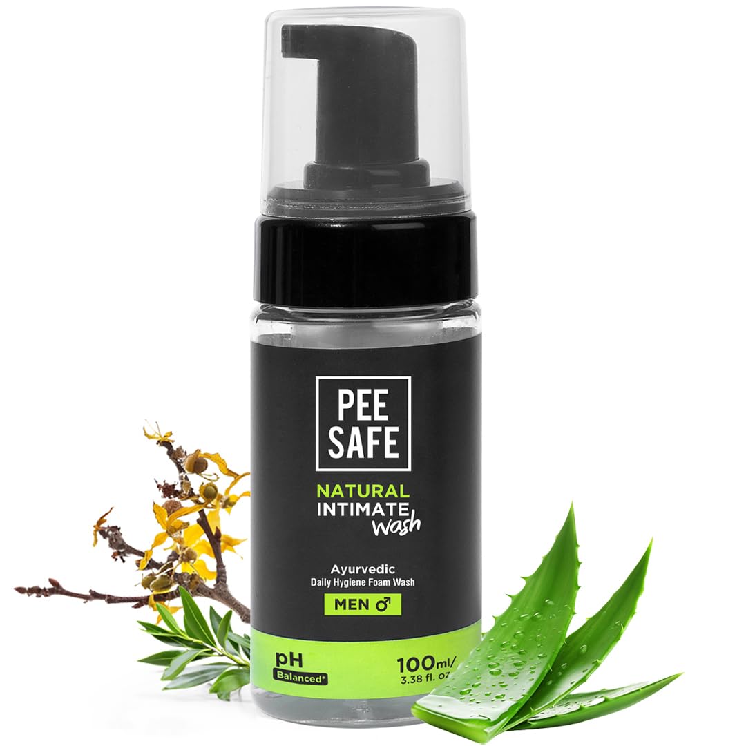 Pee Safe Natural Intimate Wash for Men with Tea Tree Oil - 100ml Ayurvedic Genital & Ball Wash for Men | Gentle Cleansing for Daily Hygiene & Comfort