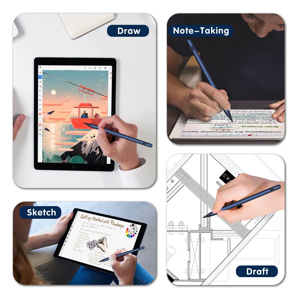 Premium Stylus Pen for iPad 10th & 9th Generation - Active Pencil with Palm Rejection Technology | Compatible with 2018-2023 iPad Models (10/9/8/7/6th Gen, Pro 12.9