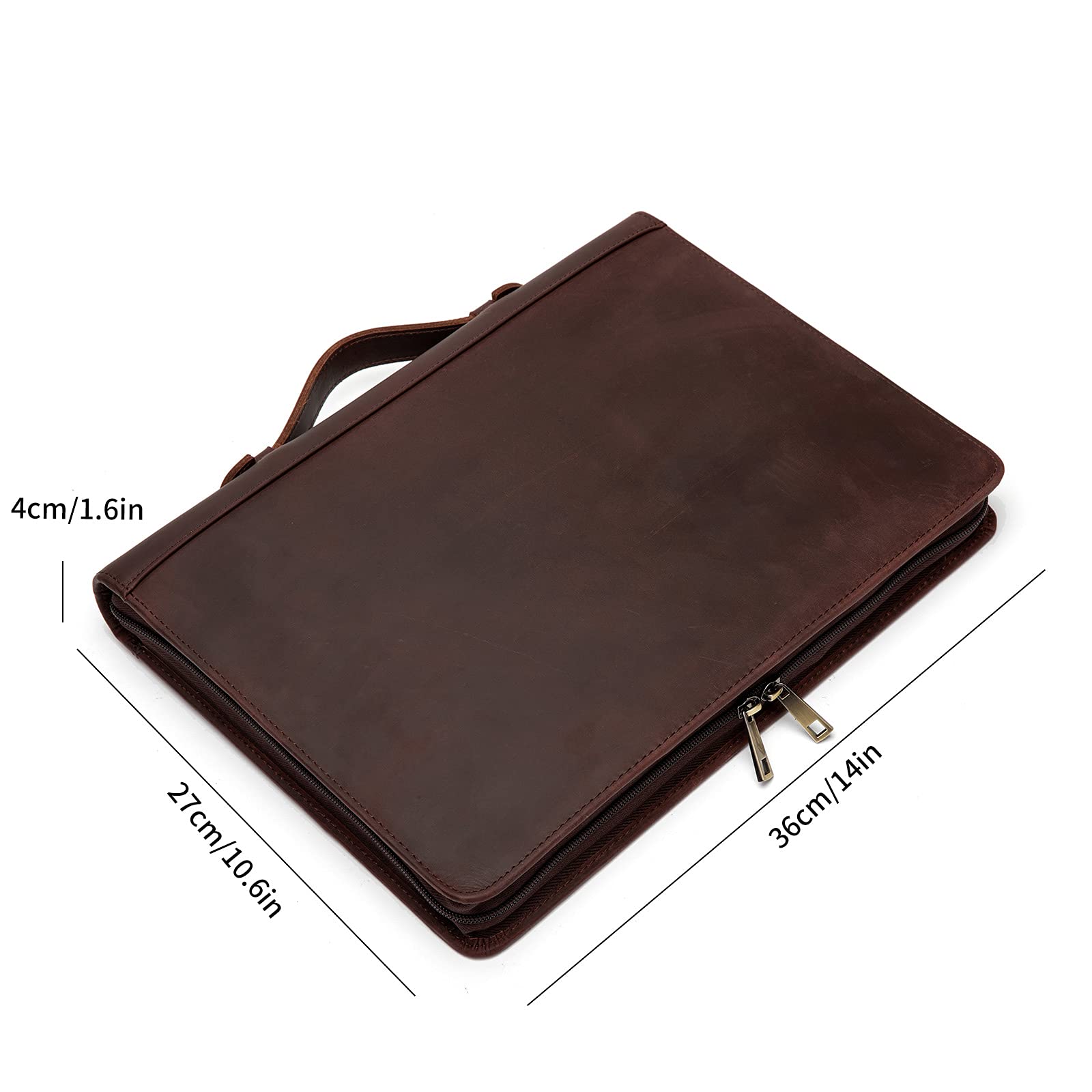 Premium Handmade Genuine Leather Portfolio - Zippered 3-Ring Binder Organizer with Tablet Holder | Professional Business Document Organizer for Men & Women | Perfect for Office, Business Travel, Interviews & Resume Presentations