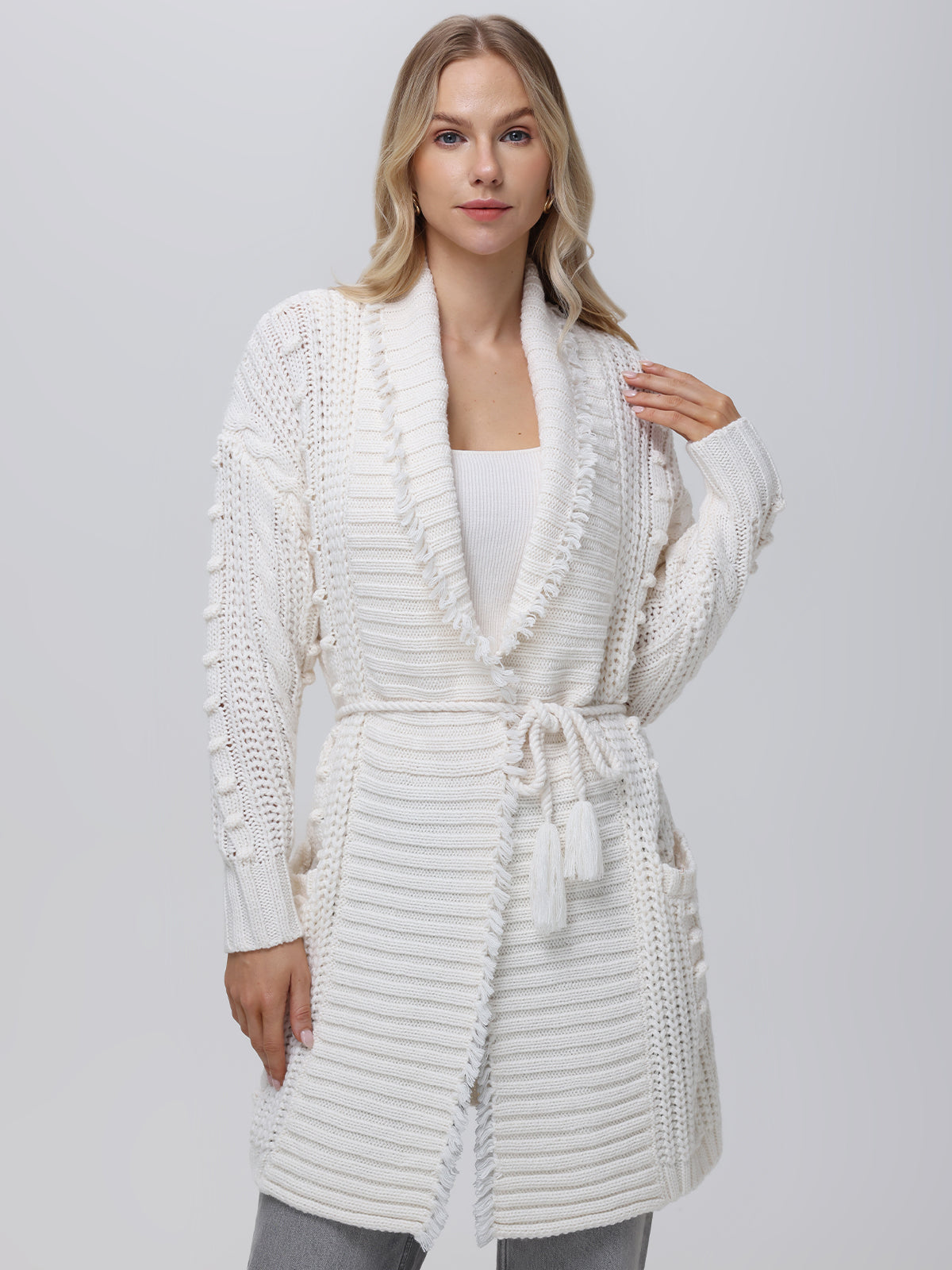 Penelope Women's Long Cable Knit Wrap Cardigan - Cozy Oversized Sweater for Fall & Winter, Perfect for Office, Lounge & Casual Outings