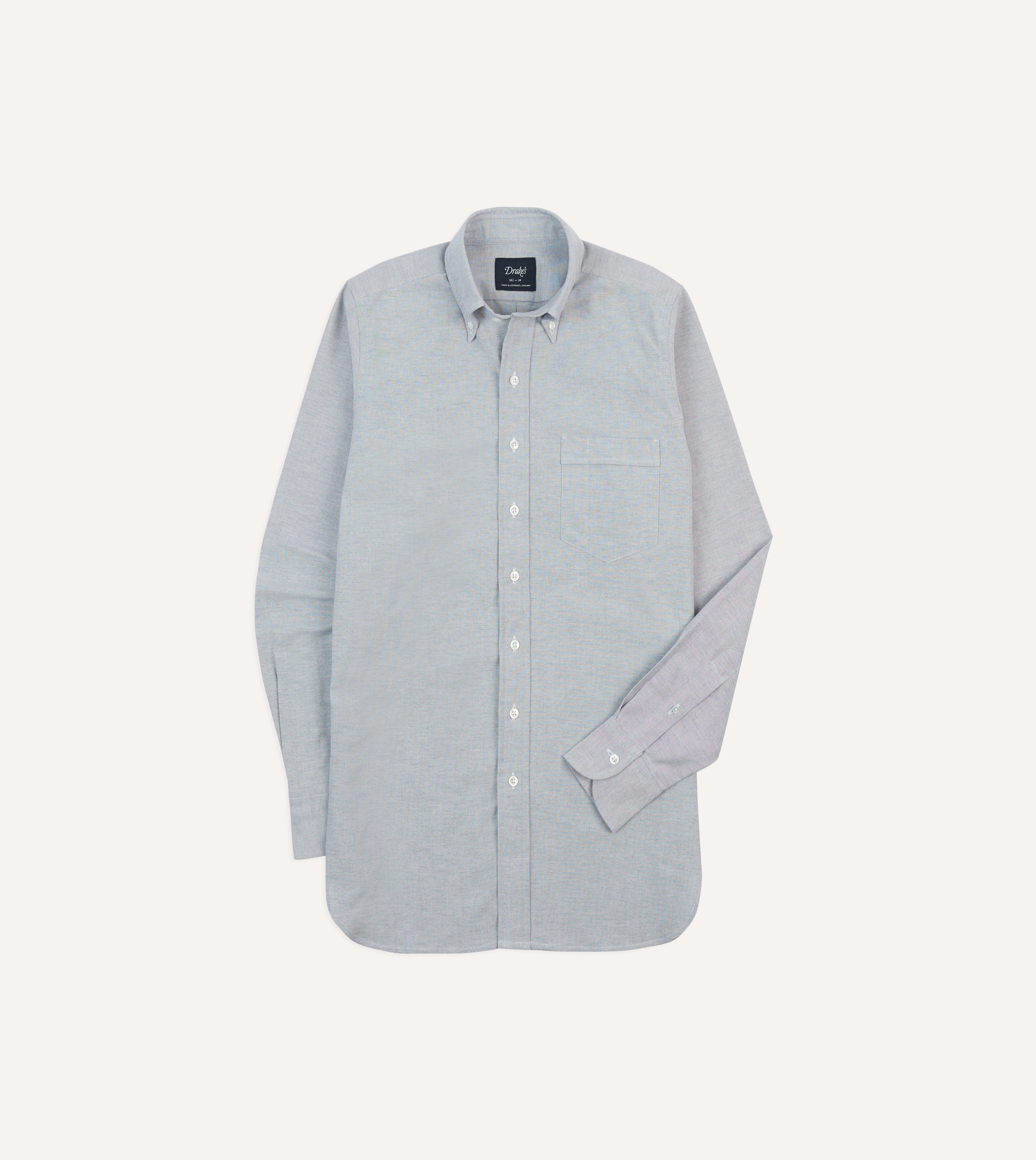 Men's Grey Cotton Oxford Button Down Shirt - Classic Casual Slim Fit Long Sleeve Dress Shirt for Office, Business, and Everyday Wear