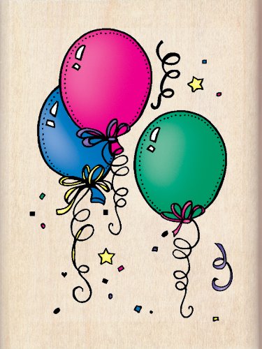 EK Success Inkadinkado 3 Balloons Wood Stamp - Handmade Rubber Stamps for Scrapbooking, Card Making & DIY Crafts - Perfect for Birthday Invitations, Greeting Cards & Home Decor Projects