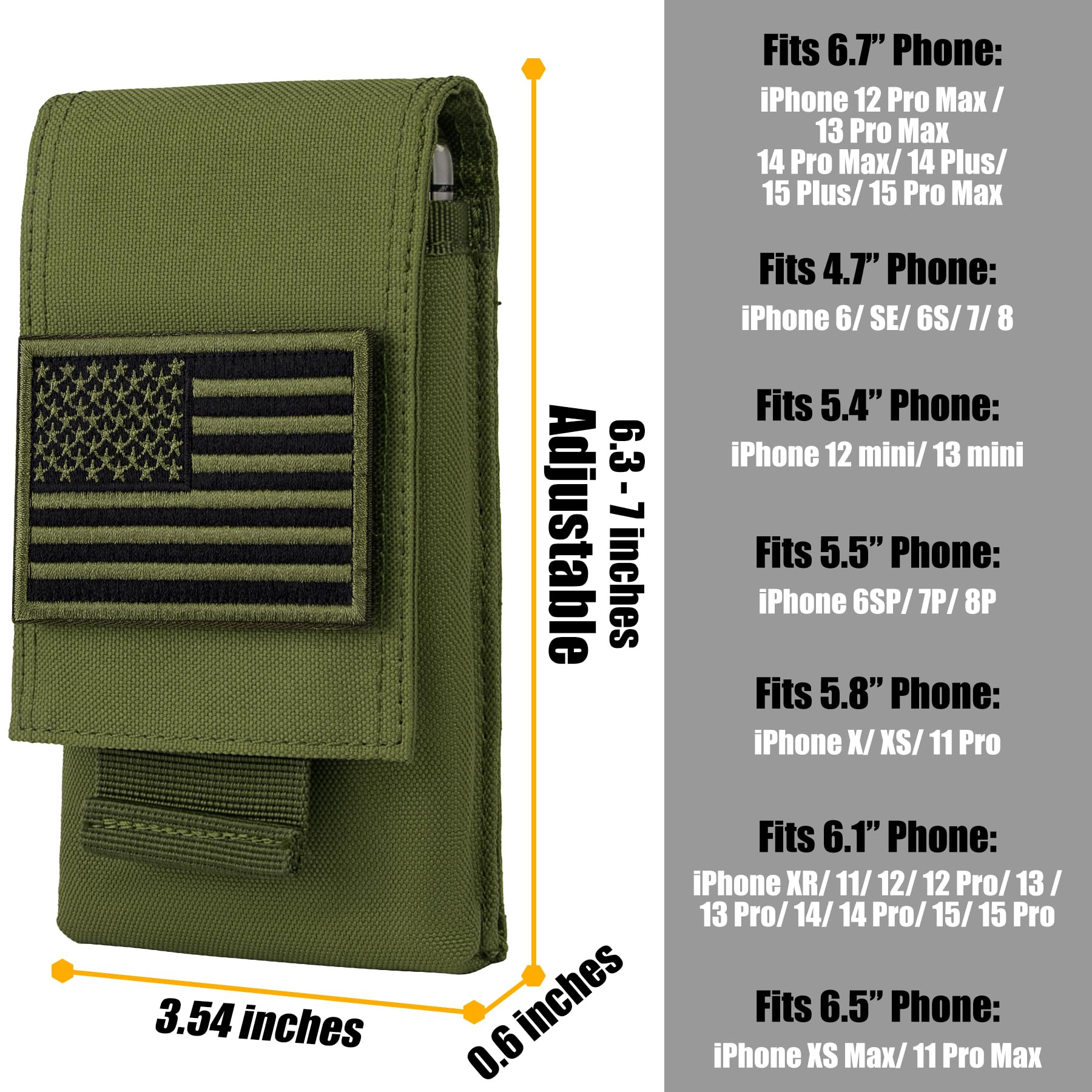 IronSeals Tactical MOLLE Phone Pouch Holster - Waist Belt Pouch with Quick Release Tab for iPhone 16 Pro Max/16 Pro/16/15 Pro Max/14 Pro Max/13 Pro Max/12 Pro Max/11 Pro Max - Perfect for Hiking, Camping & Outdoor Activities