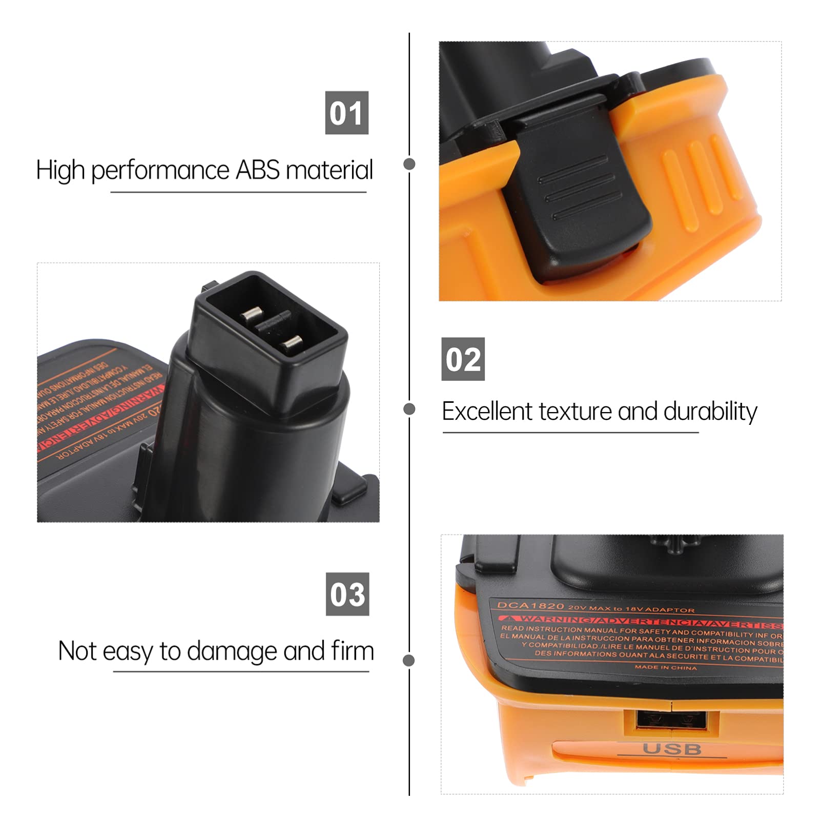 2 Sets DCA1820 Battery Charger Adapter - Power Connector & Conversion Converter for Lithium Ion Batteries - Compatible with Dewalt 18V/20V Tools - Ideal for Power Drills, Saws & Outdoor Equipment Charging