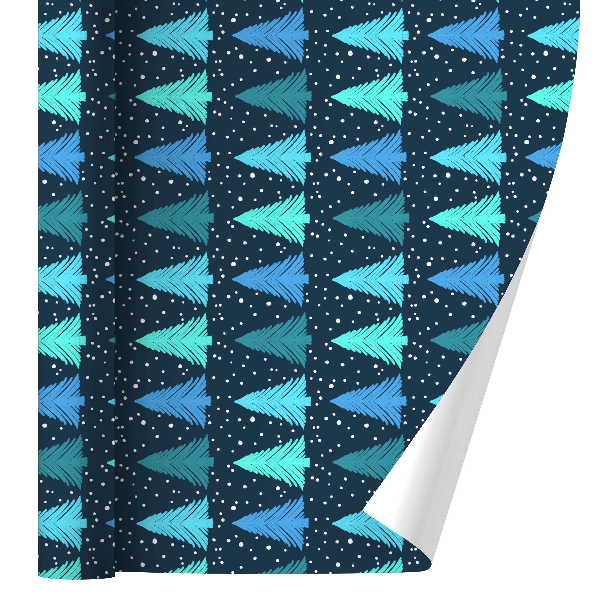 Christmas Snowy Trees Gift Wrap Paper Rolls - Festive Holiday Wrapping for Presents, Gifts & Decorations - Perfect for Christmas Presents, Party Favors & Home Decor