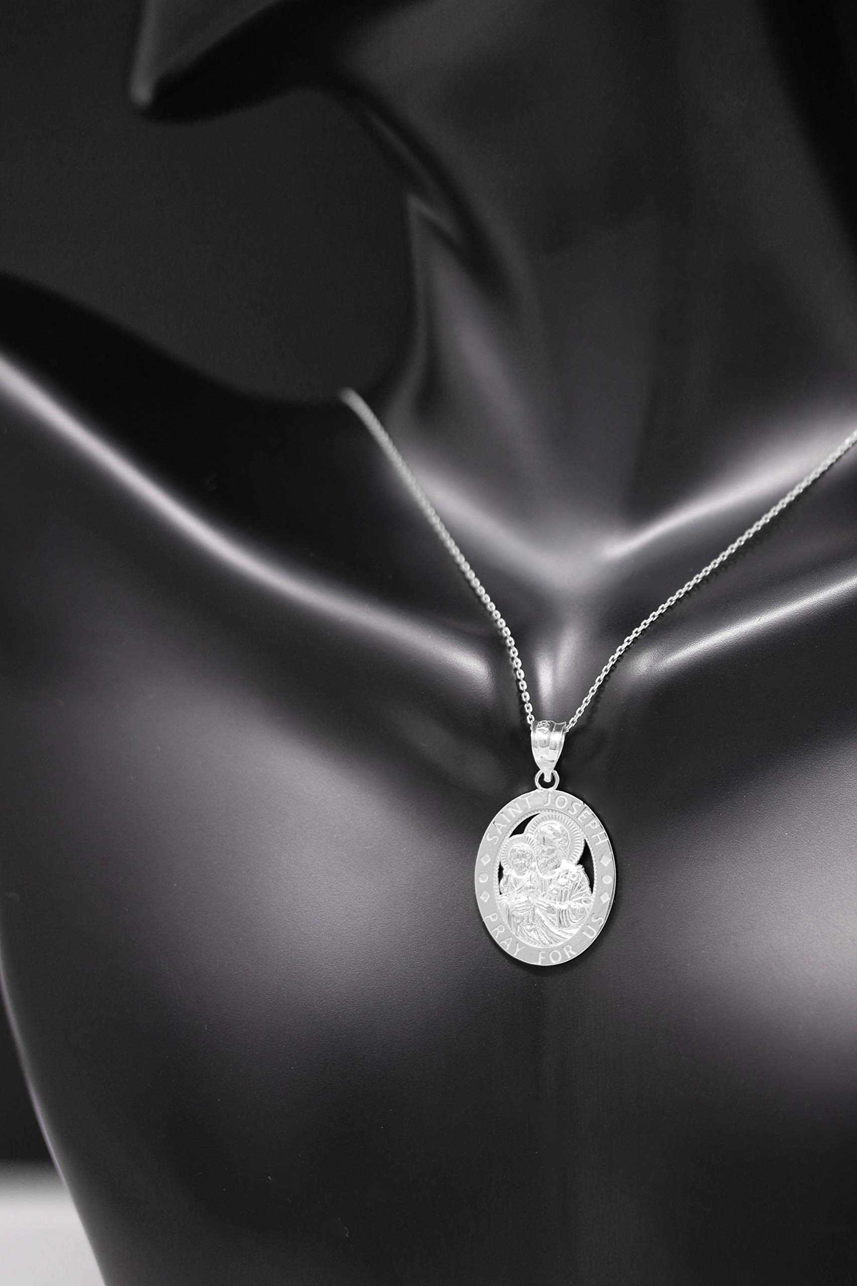 Sterling Silver St. Joseph Pendant Necklace for Prayer & Devotion