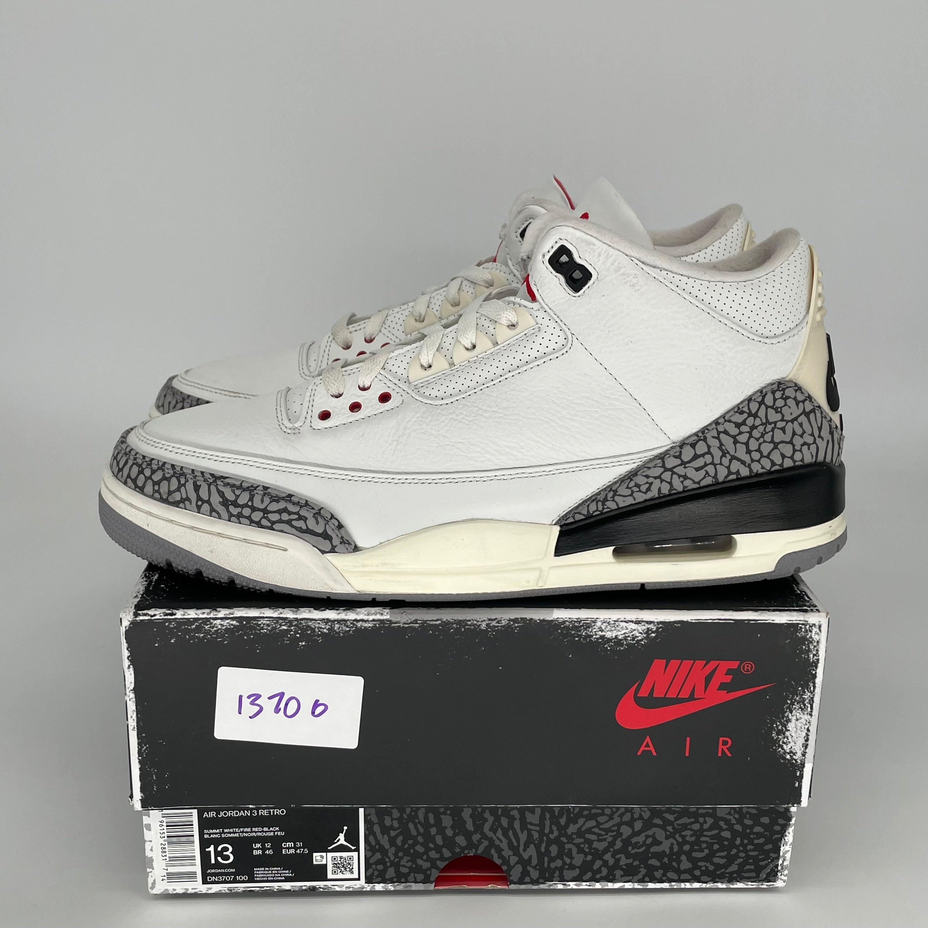 Original Air Jordan 3 Retro 'White Cement Reimagined' Men's Basketball Shoes Size 13 DN3707-100 - Authentic Sneakers for Streetwear & Basketball Games