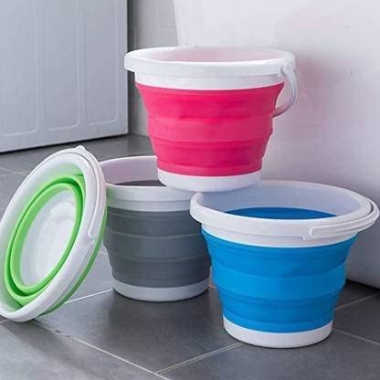 Collapsible Bucket 5L - Foldable Portable Cleaning & Mop Bucket for Outdoor, Camping, Fishing, Car Wash - Space Saving Plastic Water Supplies - Perfect for Garden, Home & Travel (Pack of 1)