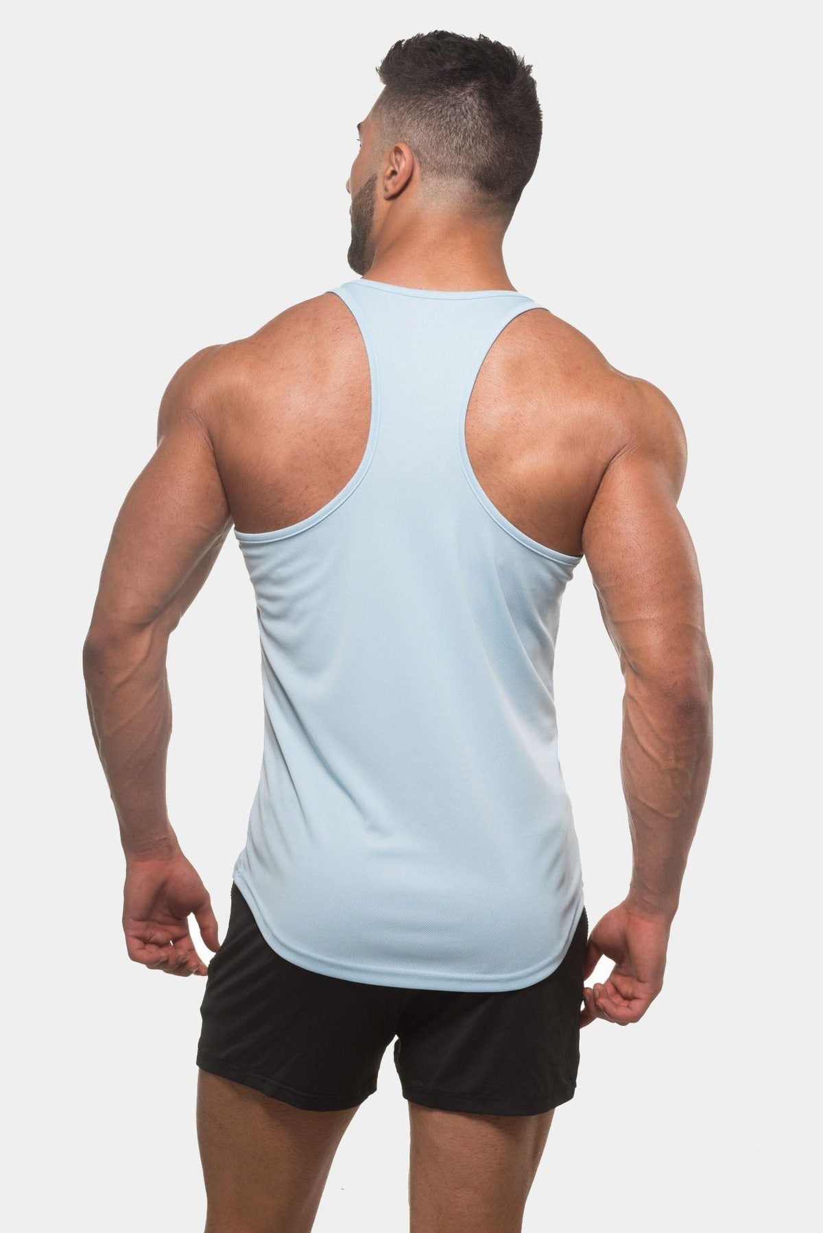 Jed North Men's Microfiber Dri-Fit Performance Tank Top - Light Blue - Moisture Wicking Workout Shirt for Gym, Running & Athletic Activities