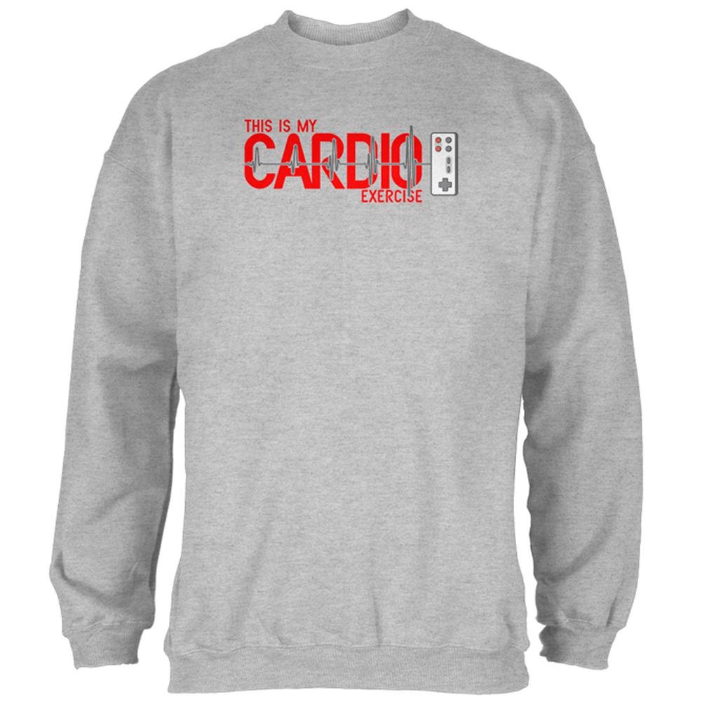 Old Glory My Cardio Exercise Game Controller Heartbeat Gen 1 Men's Heather Gray Sweatshirt - Perfect for Gaming, Workouts & Casual Wear (Size Small)