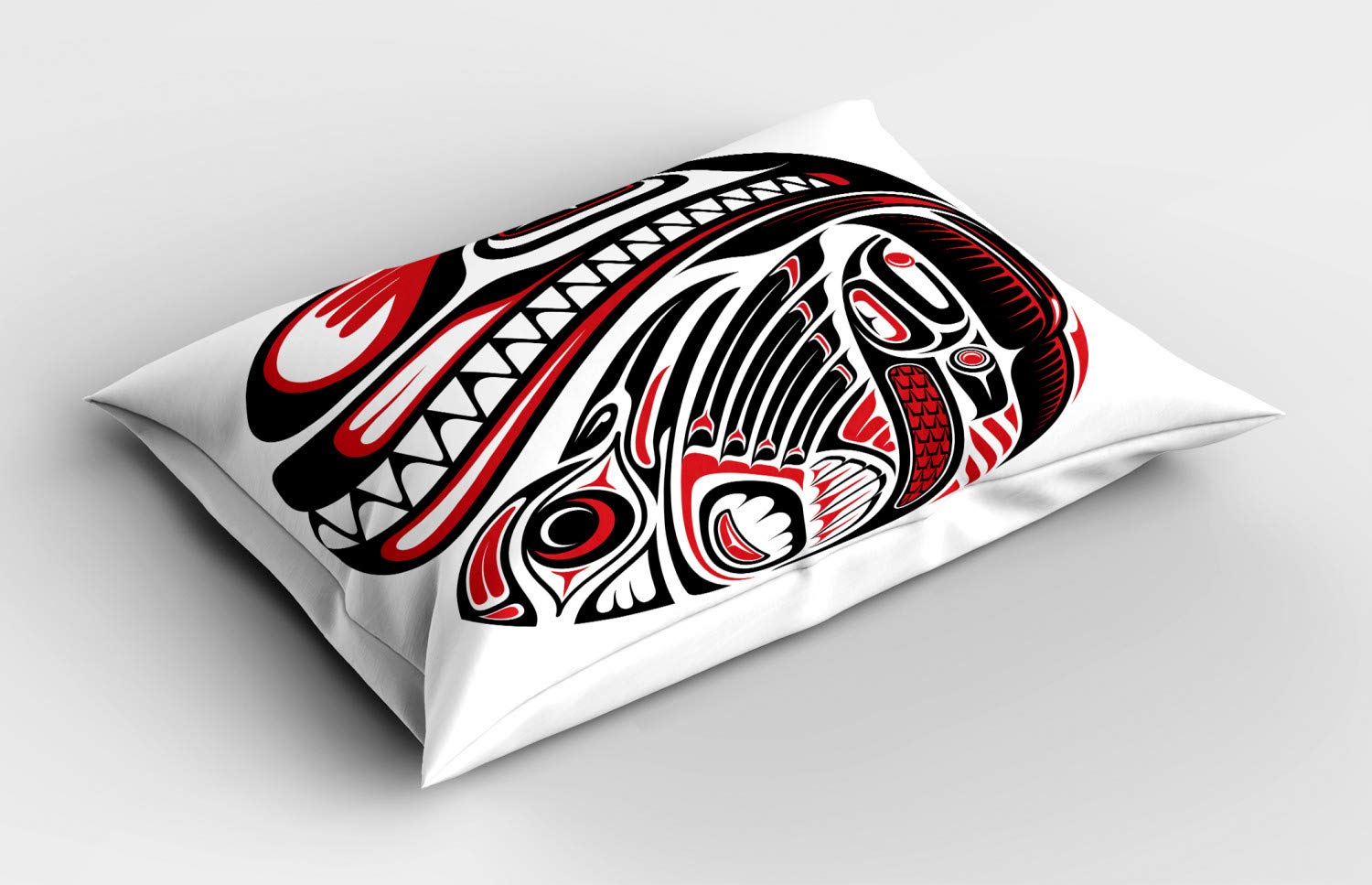 Ambesonne Tribal Pillow Sham - Haida Style Wild Eagle & Wolf Print Decorative King Size Pillowcase (36