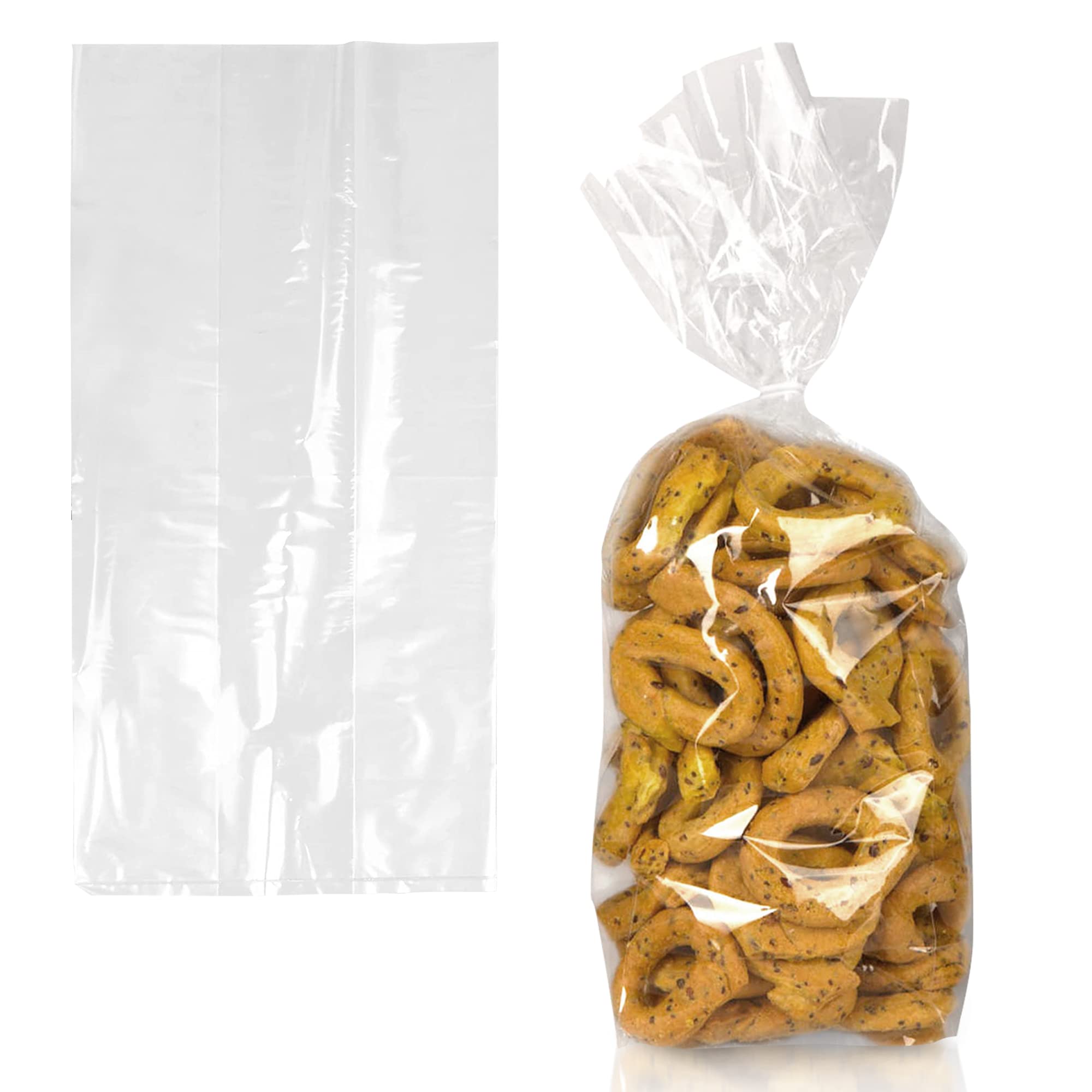 APQ Clear Gusseted Poly Bags 5x3x15 Inches - 1000 Pack Waterproof Flat Bottom Plastic Bags with Open Top - 2 Mil Thick Clear Packaging Bags for Popcorn, Cookies, Bread - Perfect for Party Favors, Bakery Storage & Retail Packaging