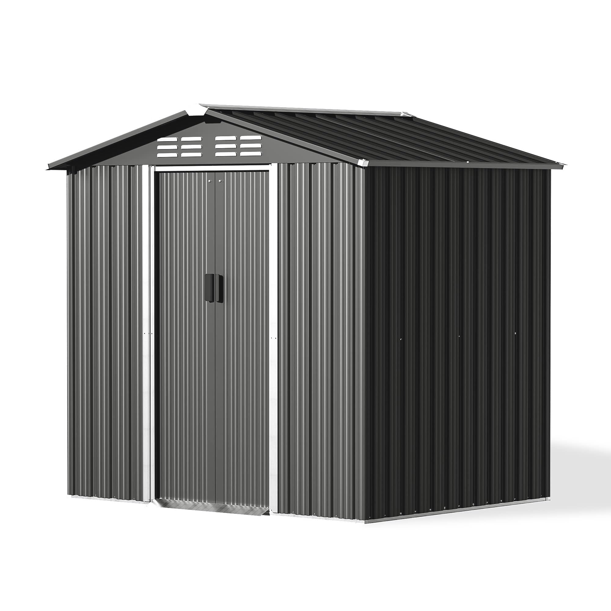 Gotland 6FT x 4FT Metal Storage Shed with Lockable Sliding Doors & Air Vents | Outdoor Utility & Tool Organizer for Garden, Backyard, Patio, Lawn | Perfect for Storing Lawn Mowers, Bikes & Seasonal Items