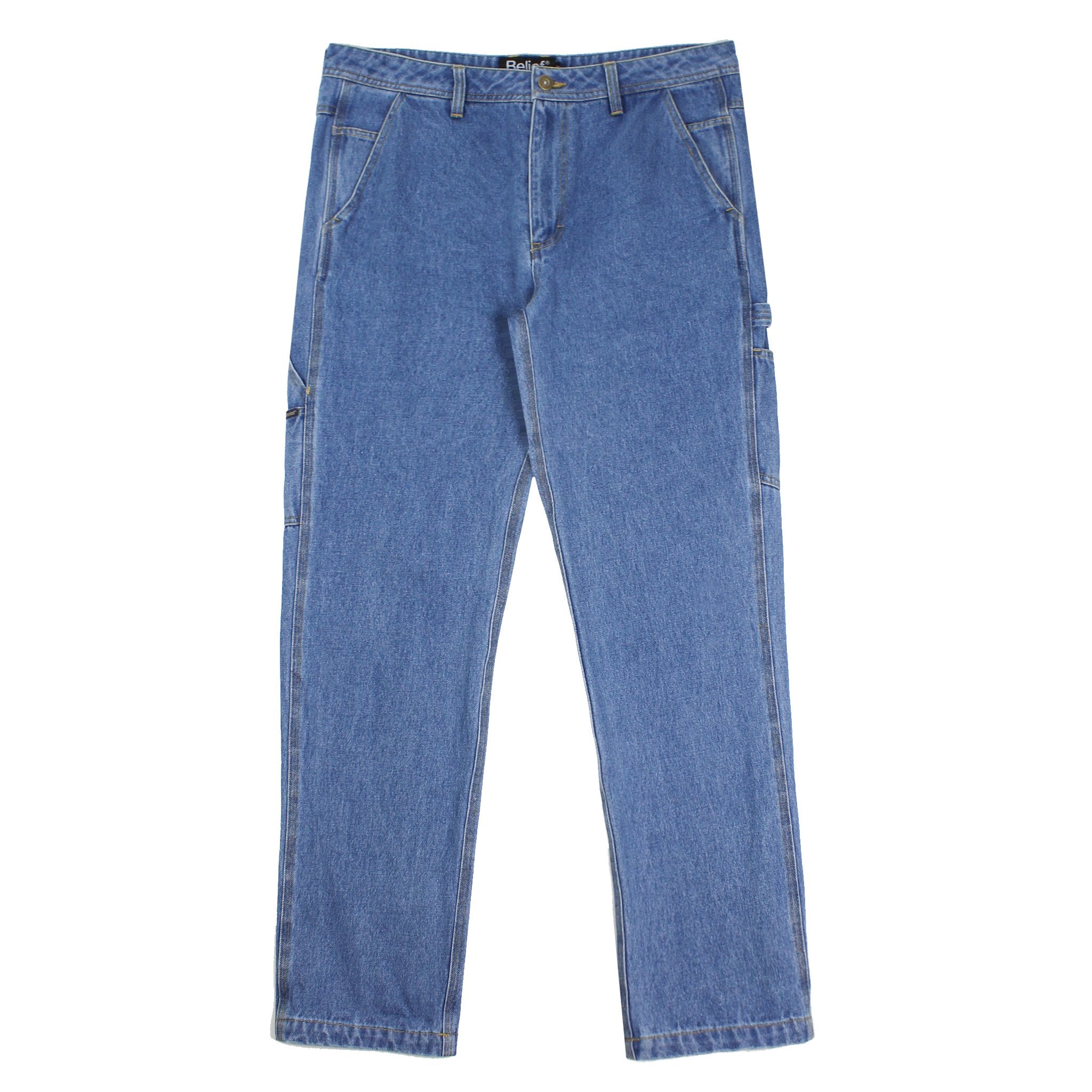 Belief NYC Denim Carpenter Pants - Medium Blue Wash | Durable Workwear for Men & Women | Perfect for Construction, DIY Projects & Casual Wear