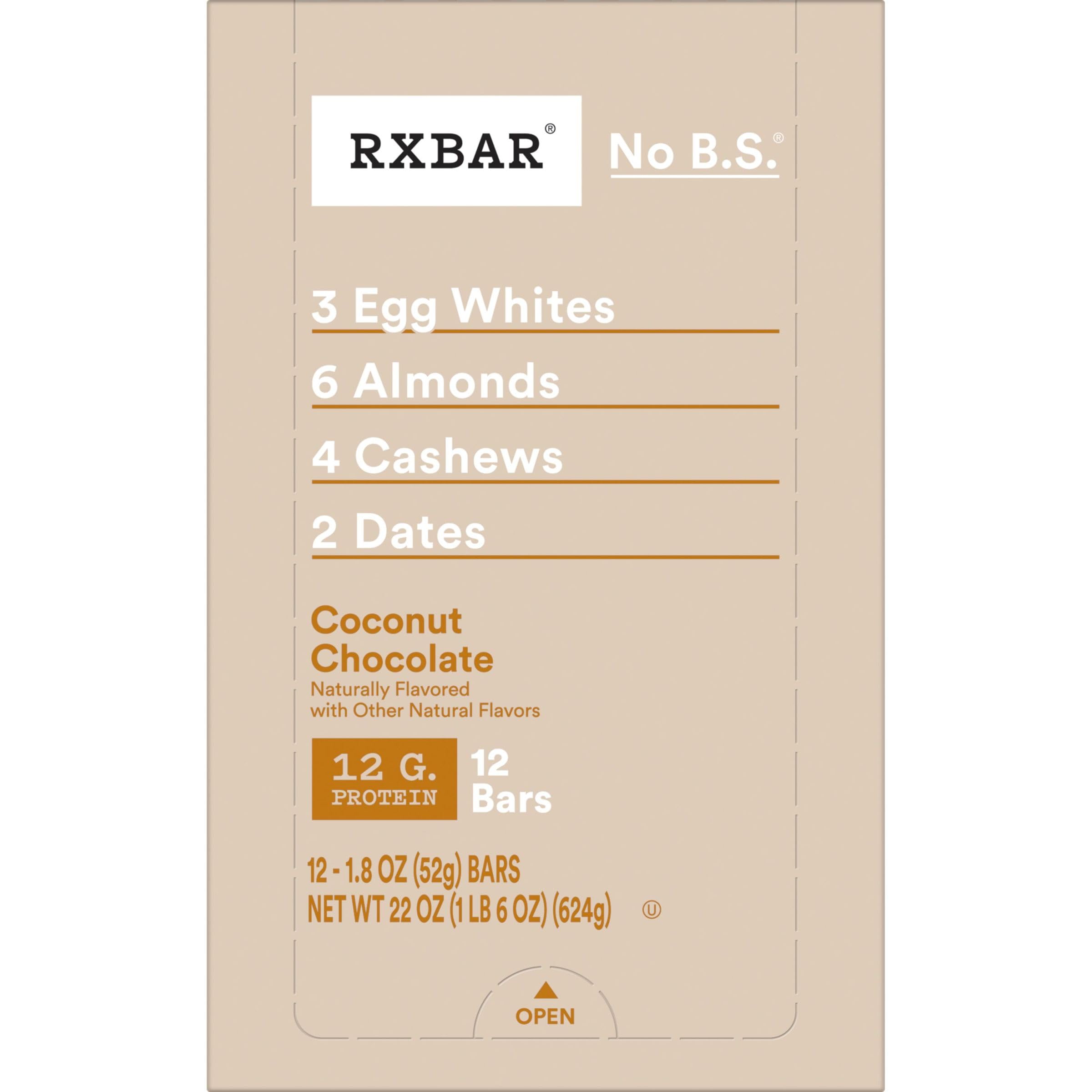RXBAR Protein Bars - Coconut Chocolate Flavor, 22oz Box (12 Bars) | High Protein Snack for Workout Recovery, Healthy On-the-Go Breakfast & Travel Snacks