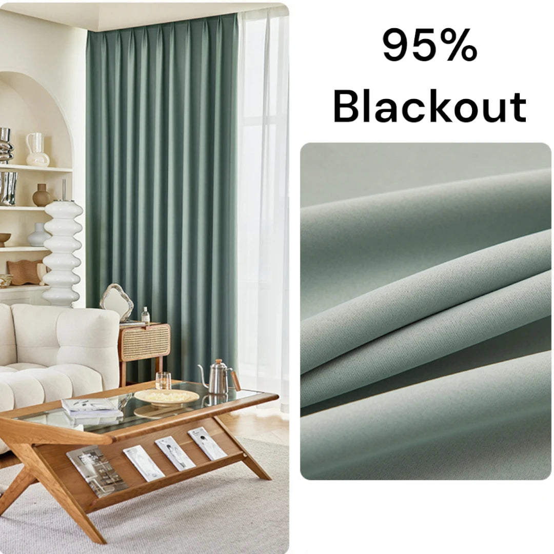 Veda Polyester Fire Retardant Blackout Grommet Curtains - Thermal Insulated Window Drapes for Bedroom, Living Room & Office (Custom Size Available)