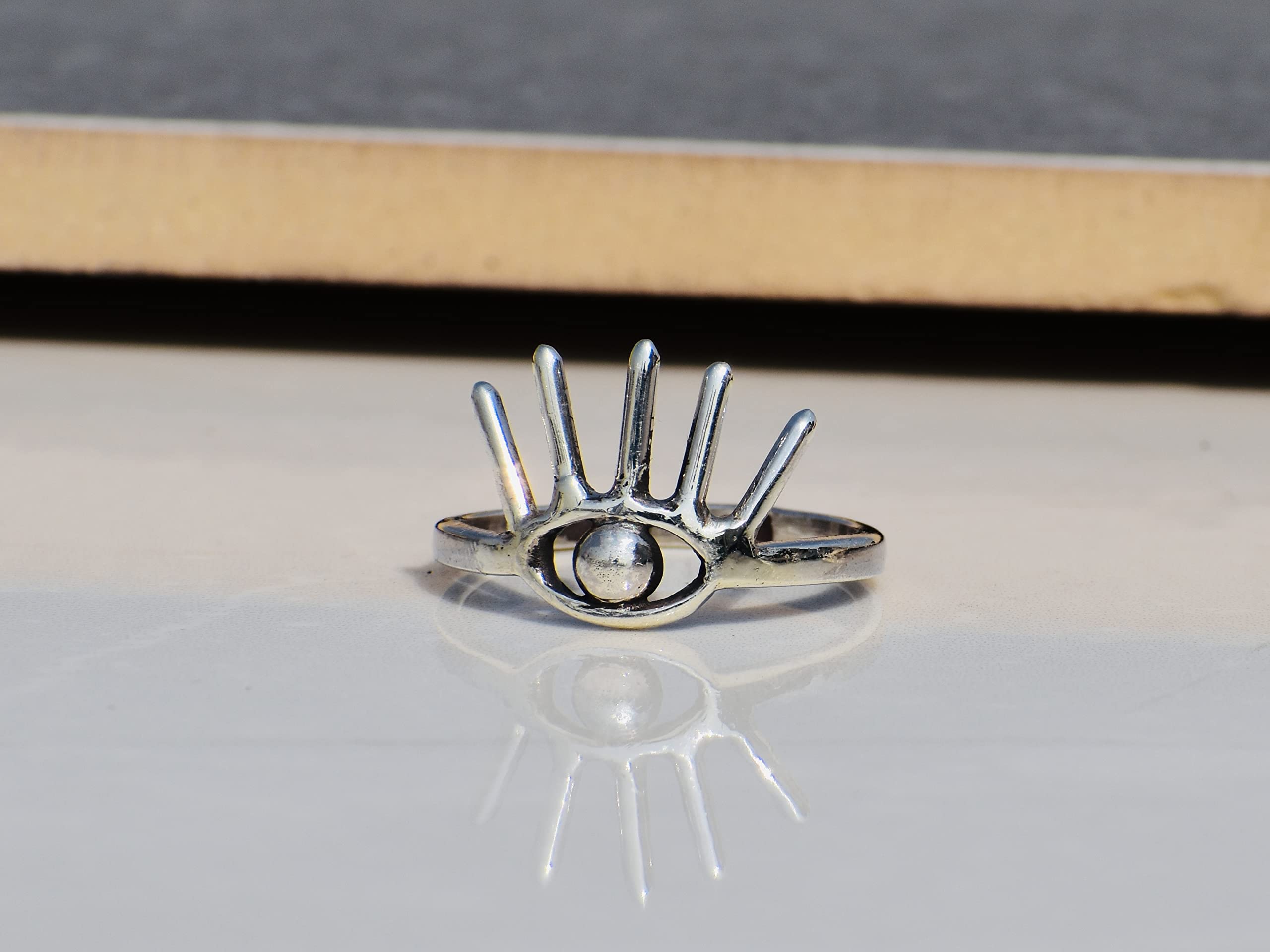 Evil Eye Protection Ring - 925 Sterling Silver Handmade Statement Jewelry for Women | Dainty & Elegant Gift for Her | Perfect for Everyday Wear, Spiritual Protection & Fashion Accessories
