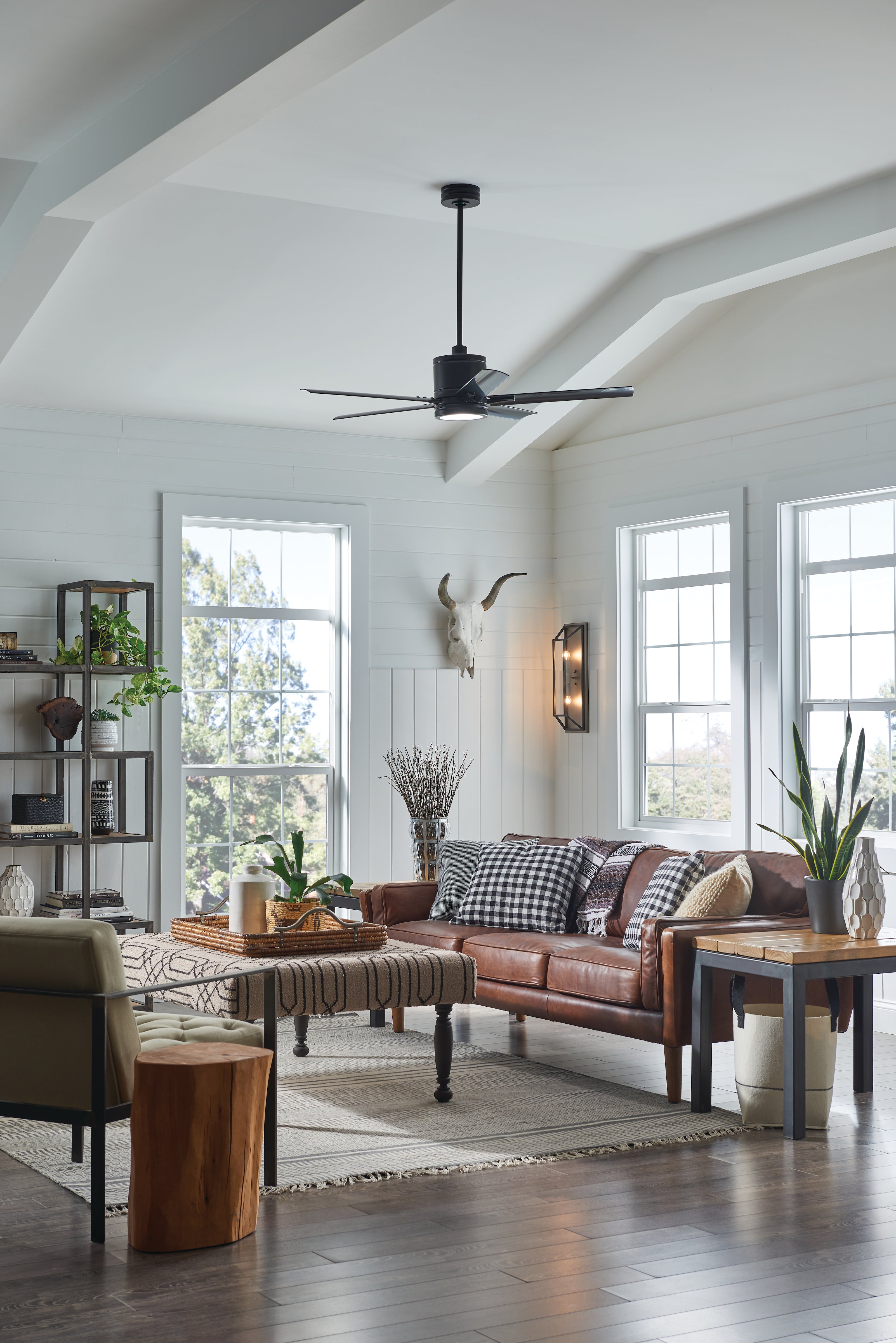 Vail Ceiling Fan with Light and Remote Control - 52 Inch Modern Flush Mount Indoor Ceiling Fan - Quiet Reversible Motor for Bedroom, Living Room, Kitchen, and Office - Energy Efficient DC Motor - 3 Speed Settings