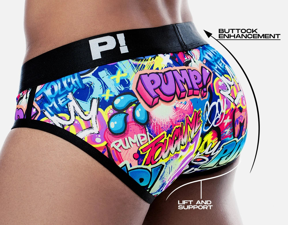 PUMP! Drip Brief Graffiti - Trendy Hip-Hop Streetwear Underwear for Men | Perfect for Urban Fashion & Hip-Hop Dance Performances