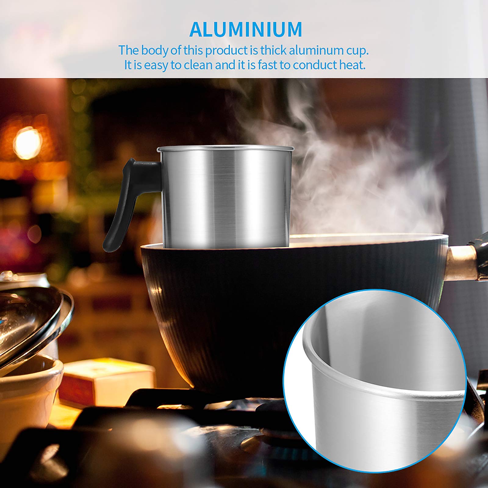 3L Wax Melting Pot for Candle Making - Stainless Steel Melting Cup with Handle, DIY Candle Pouring Pot for Home & Small Business Use - Perfect for Candle Stores, Craft Workshops and Gift Making