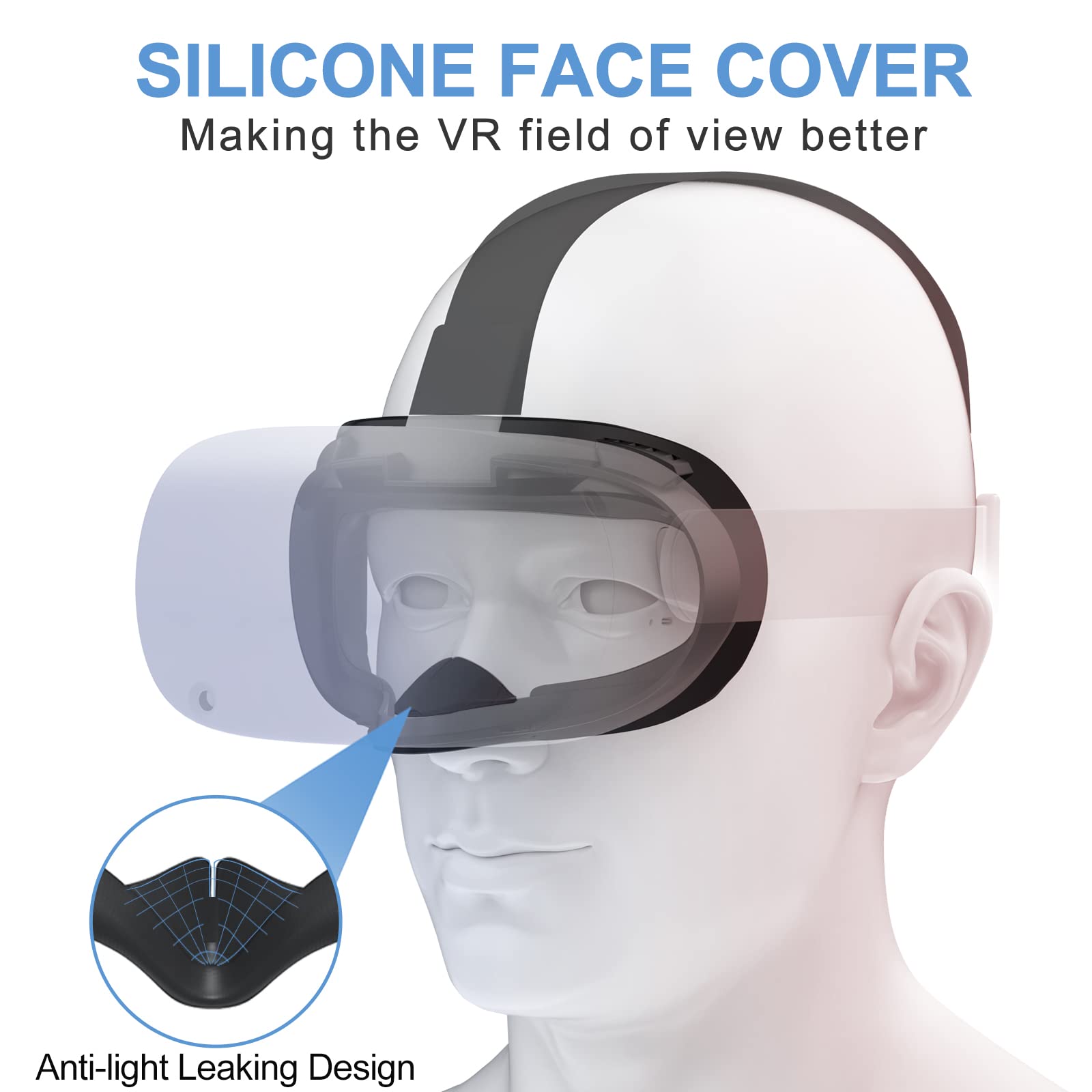 SUPERUS Comfortable Head Strap & Anti-Sweat Silicone Face Cover for Oculus Quest 2/Meta Quest 2 VR Headset Accessories - Enhanced Padding for Long Gaming Sessions, Workouts & Virtual Reality Experiences (Black)