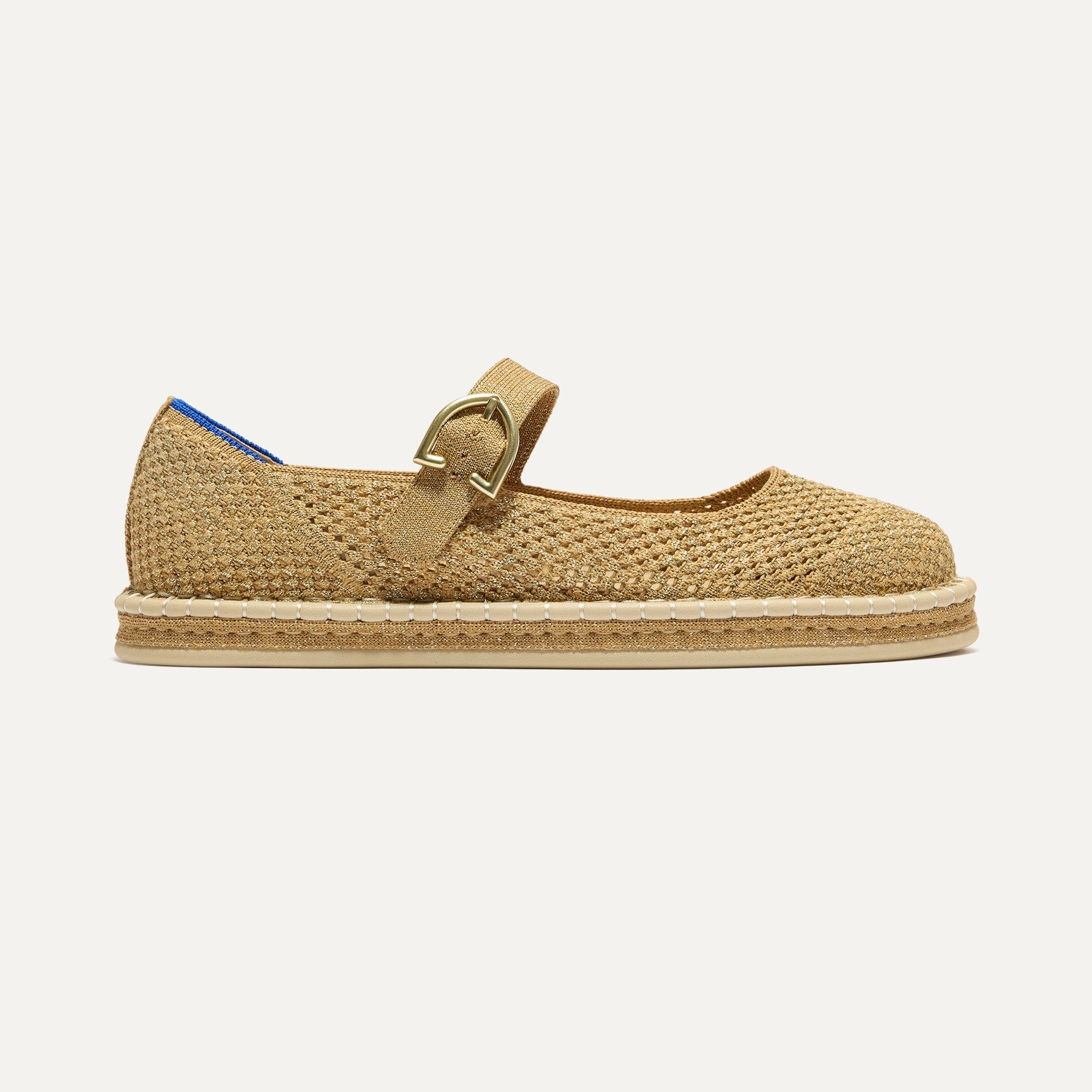 Metallic Gold Espadrille Mary Jane Flats - Comfortable Women's Shoes for Casual Wear, Summer Outfits, and Beach Vacations