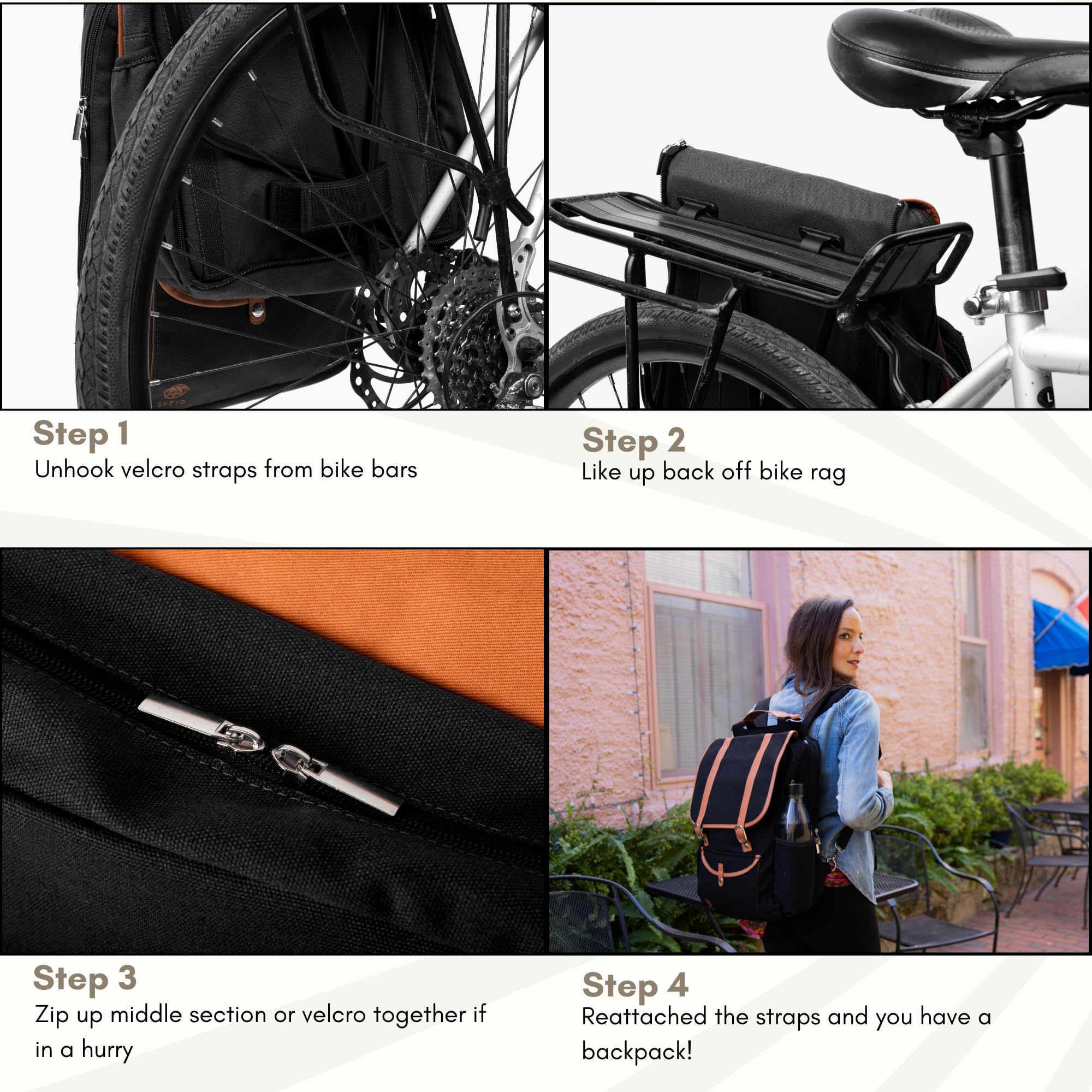 Waterproof Bike Backpack with Laptop Compartment - Convertible Double Pannier Cycling Bag for Commuters, 17.3L Rear Rack Bike Backpack for Men & Women | Perfect for Cycling to Work, School or Outdoor Adventures