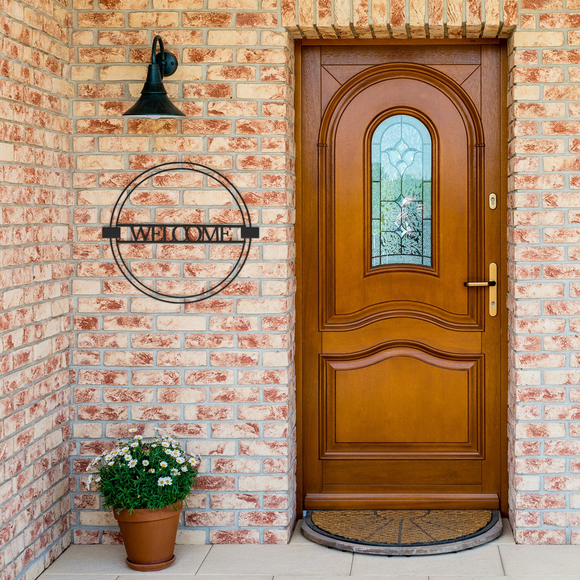 Circle Welcome Sign - Rustic Steel Metal Wall Decor for Indoor & Outdoor Use - Perfect for Porch, Garden, and Entryway Decorations