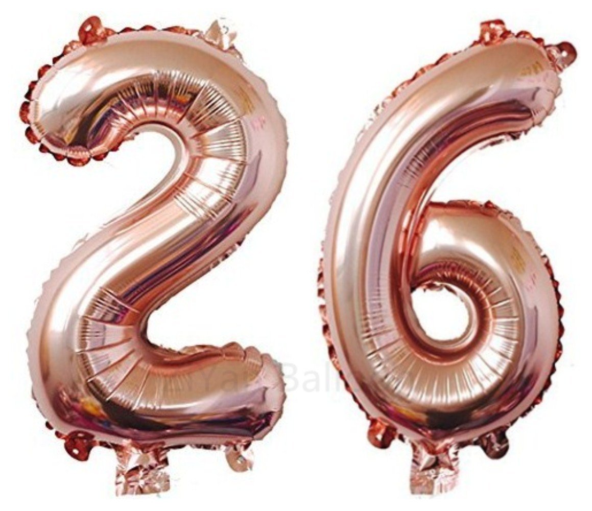 ZIYAN 40 Inch Giant 26th Rose Gold Number Balloons for Birthday Parties, Anniversary Celebrations & Graduation Decorations - Perfect for Photo Backdrops, Milestone Events & Festive Decor