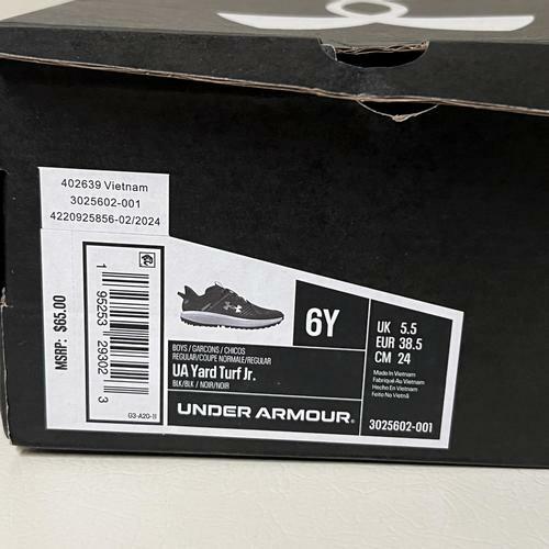 Under Armour Boys' Yard Turf Jr. Football Cleats (001) Black/Black/White - Size US 6Y - Lightweight & Durable for Youth Football, Soccer & Outdoor Sports