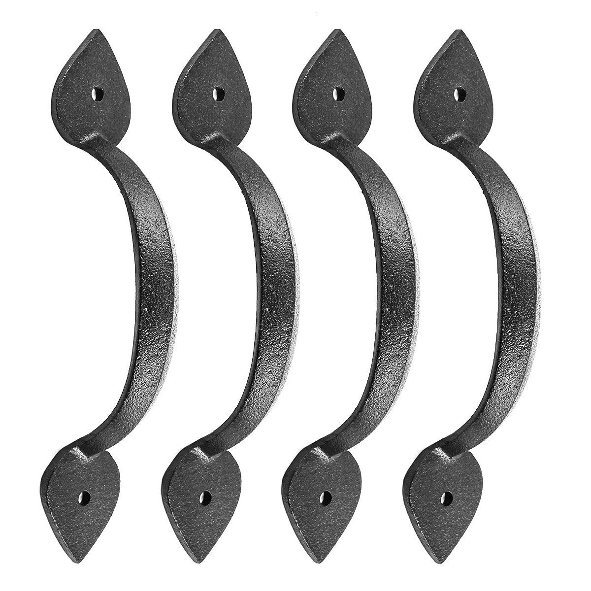 Black Wrought Iron Cabinet Pulls 6.7 Inch - Pack of 4 with Mounting Hardware - Heavy Duty Cabinet Handles for Kitchen, Bathroom & Furniture Drawers - Vintage Style Home Renovation Hardware