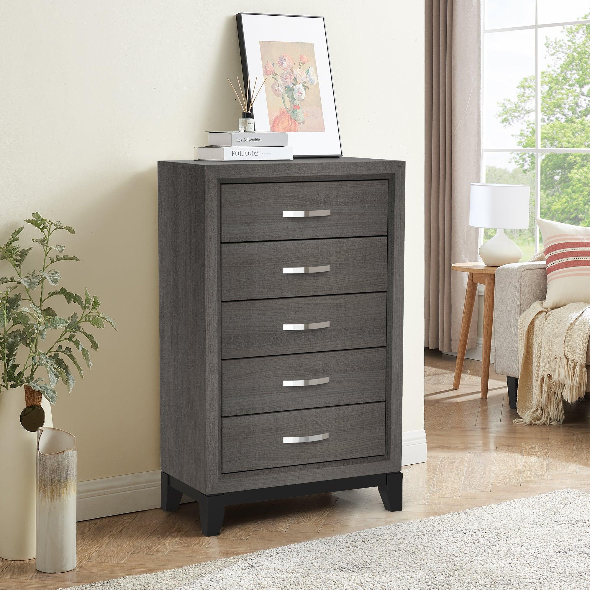 Modern 31-Inch 5-Drawer Chest for Bedroom & Living Room - Stylish Storage Solution for Clothes, Blankets, and Home Organization