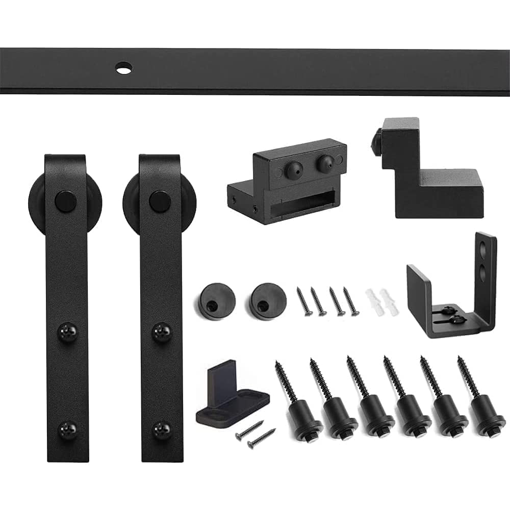 HACCER 6FT Mini Barn Door Hardware Track Set - Black Sliding Door Kit for Closet, Cupboard & Storage Cabinet (Single Door) | Perfect for Bedroom, Laundry Room & Home Office Organization